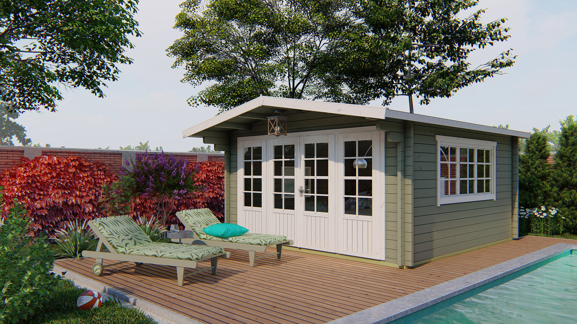 Blokhut - Tuinhuis Derby | 58 mm | vuren onbehandeld Blokhut - Tuinhuis Derby | 58 mm | vuren onbehandeld