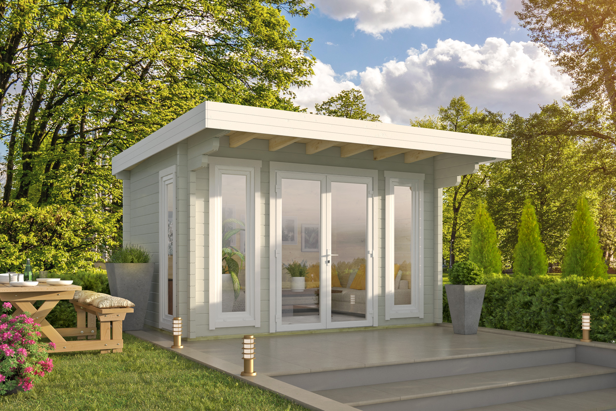 Blokhut - Tuinhuis Whitegate | 70 mm | onbehandeld Blokhut - Tuinhuis Whitegate | 70 mm | onbehandeld