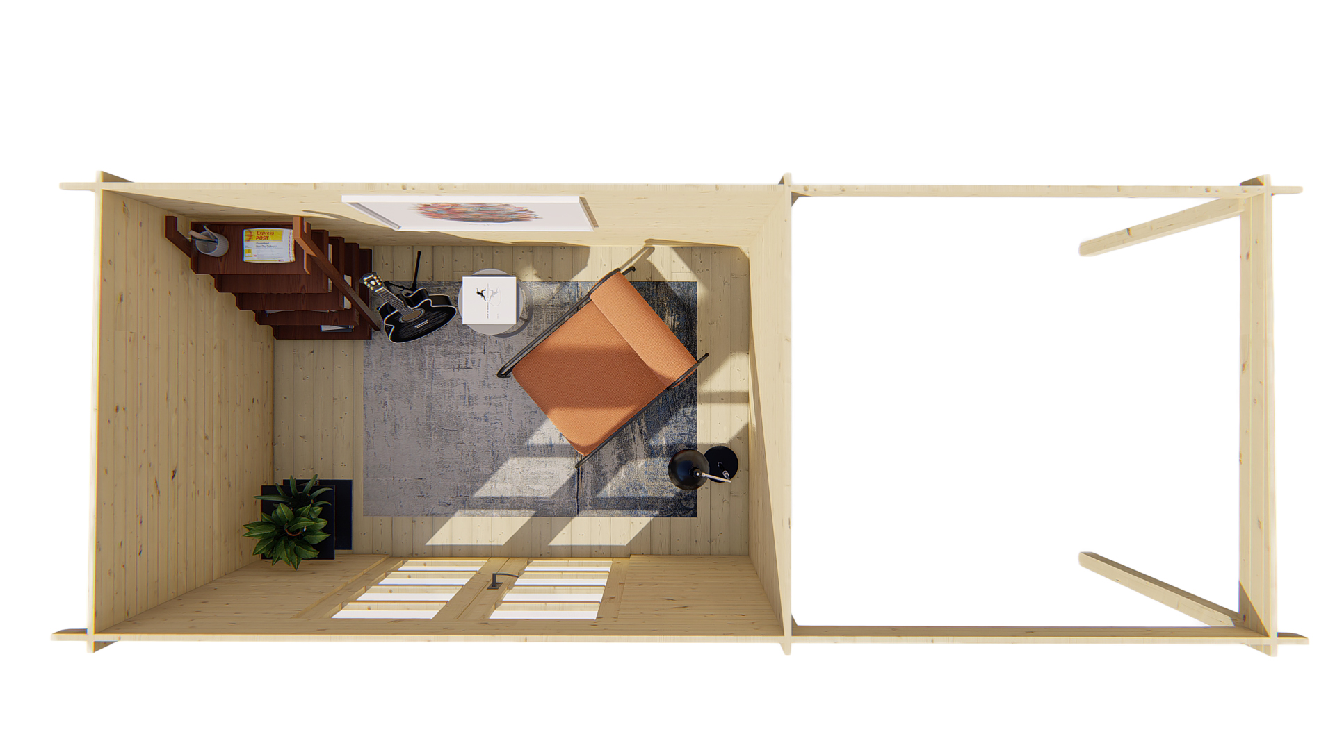 Blokhut - Tuinhuis Middelmodern | 28 mm | vuren groen geïmpregneerd