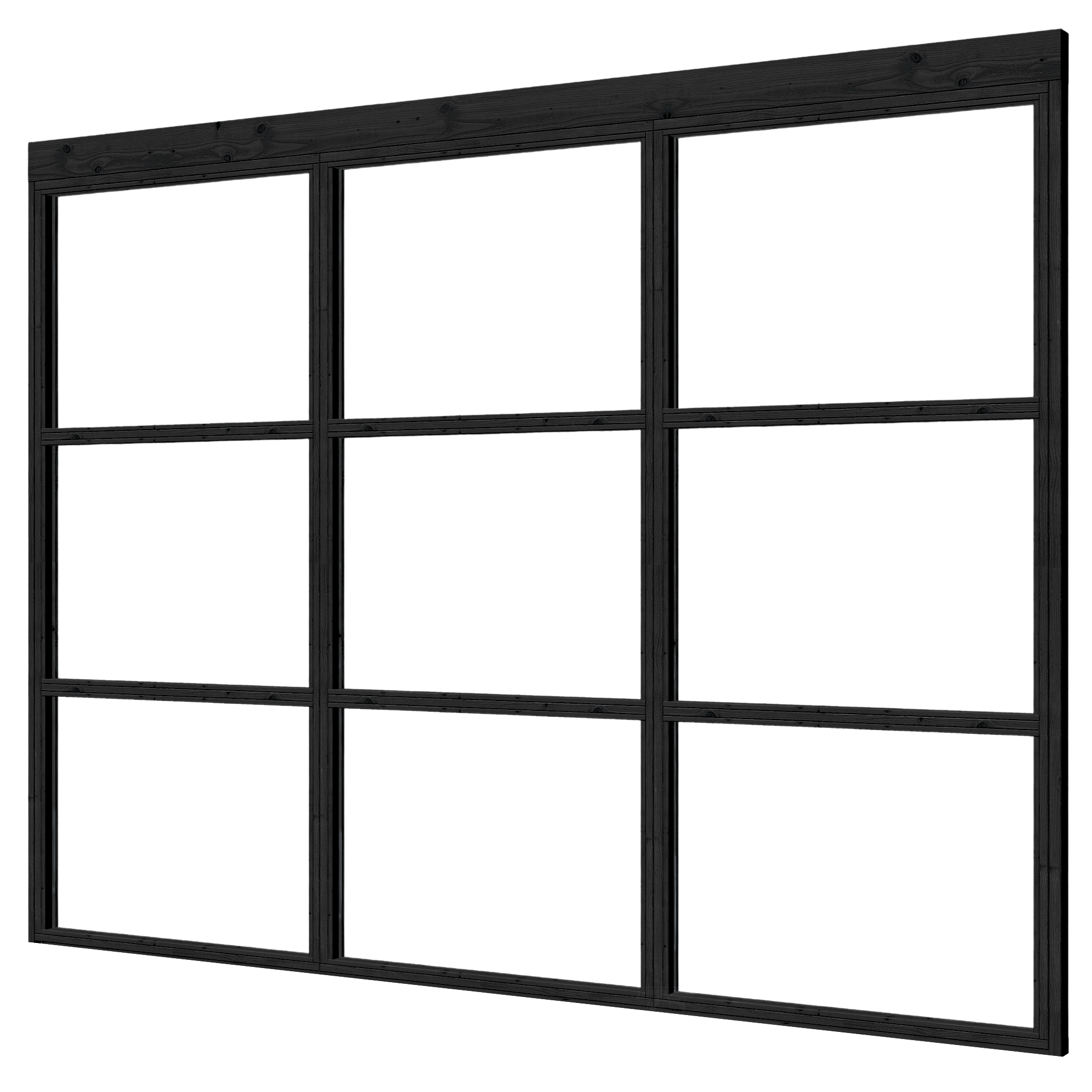 Komplett-Set Glastrennwand in Stahloptik schwarz 298 x 224 cm