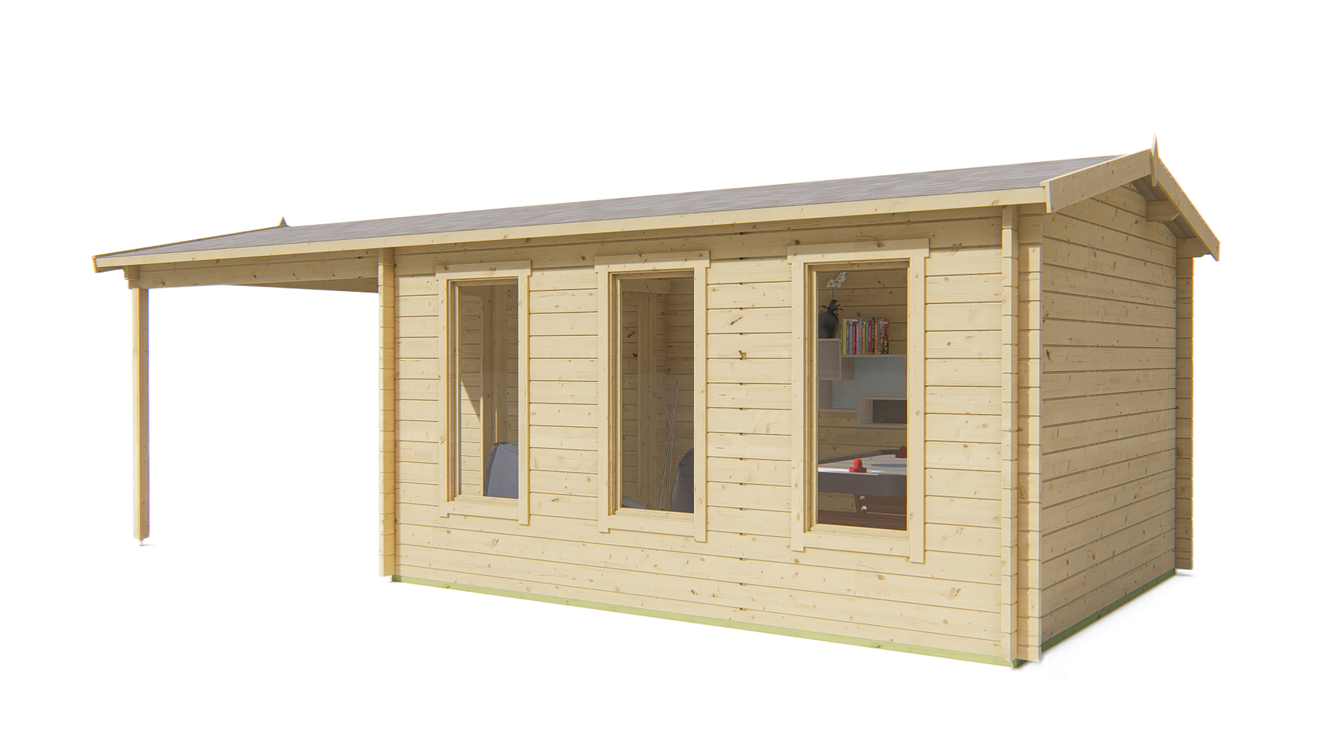 Blokhut - Tuinhuis Skeg | 44 mm | vuren groen geïmpregneerd