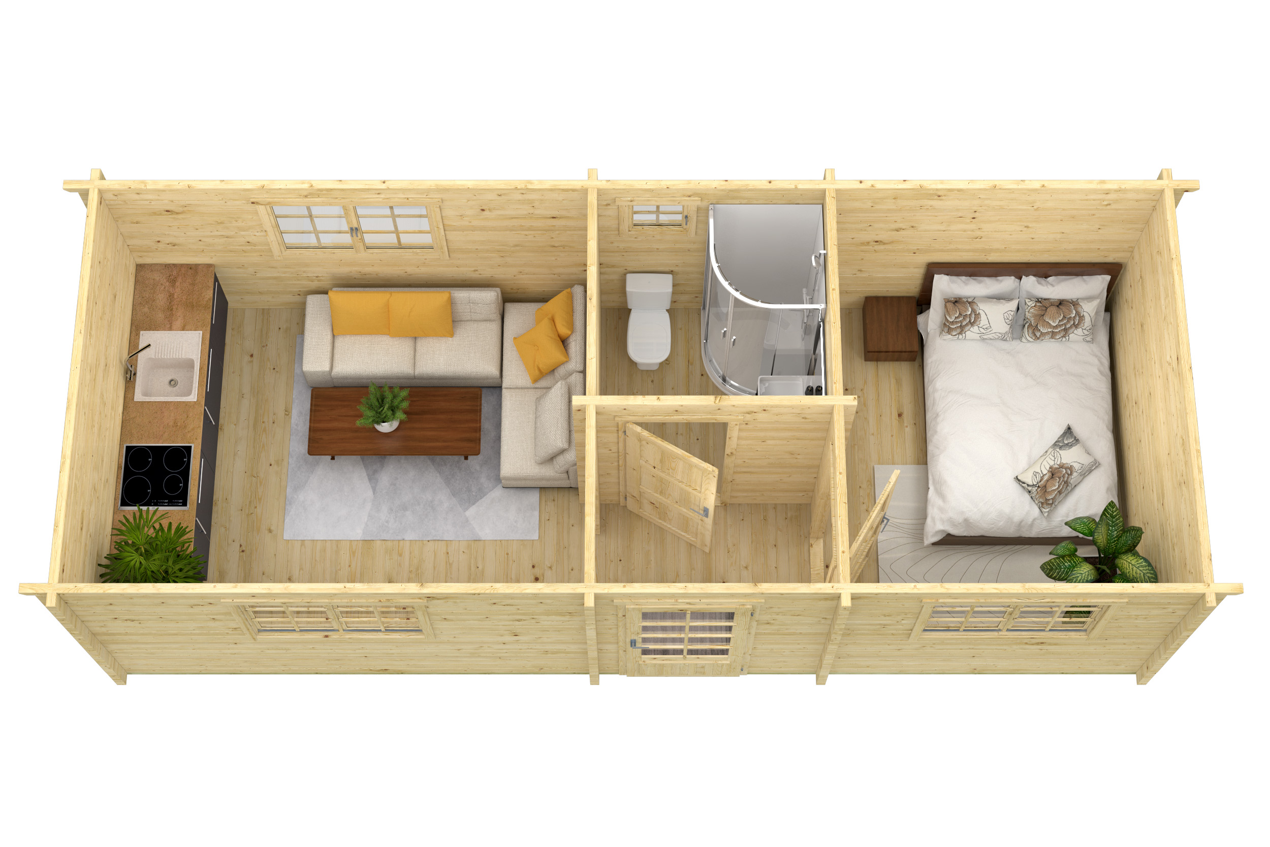 Blokhut - Tuinhuis Ava | 70 mm | vuren honinggeel geïmpregneerd Blokhut - Tuinhuis Ava | 70 mm | vuren honinggeel geïmpregneerd