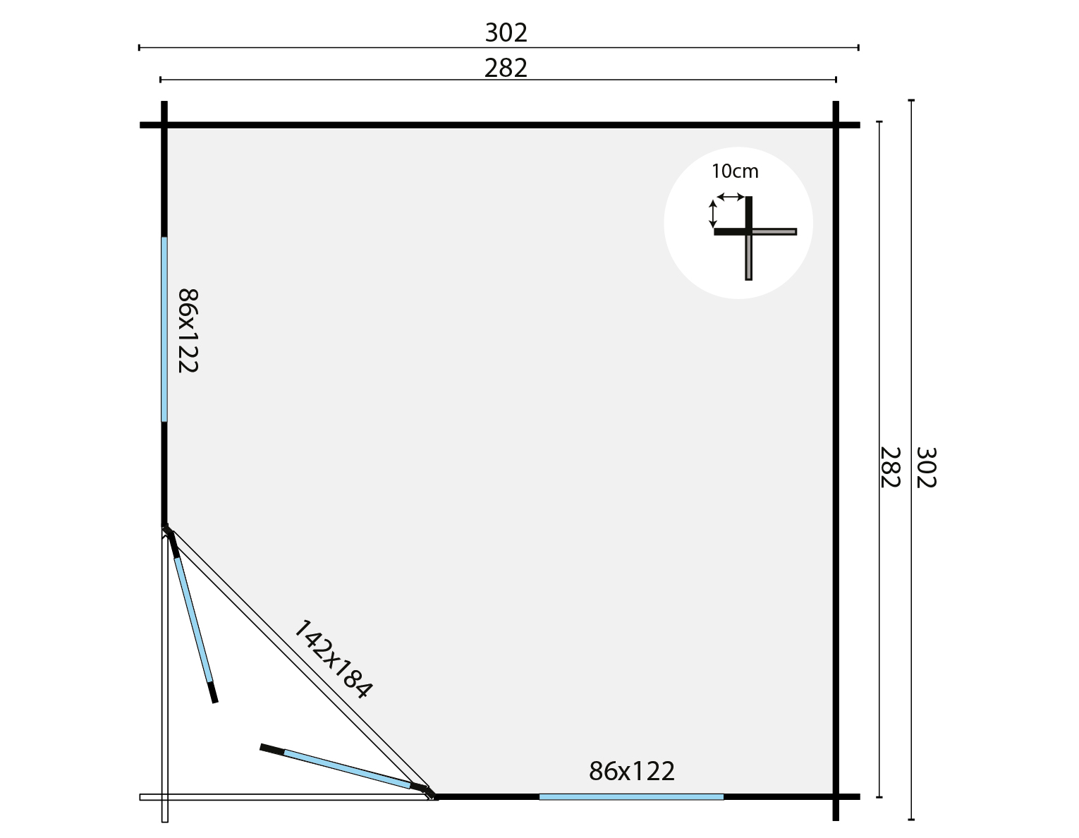 Blokhut - Tuinhuis Emma | 40 mm | vuren groen geïmpregneerd