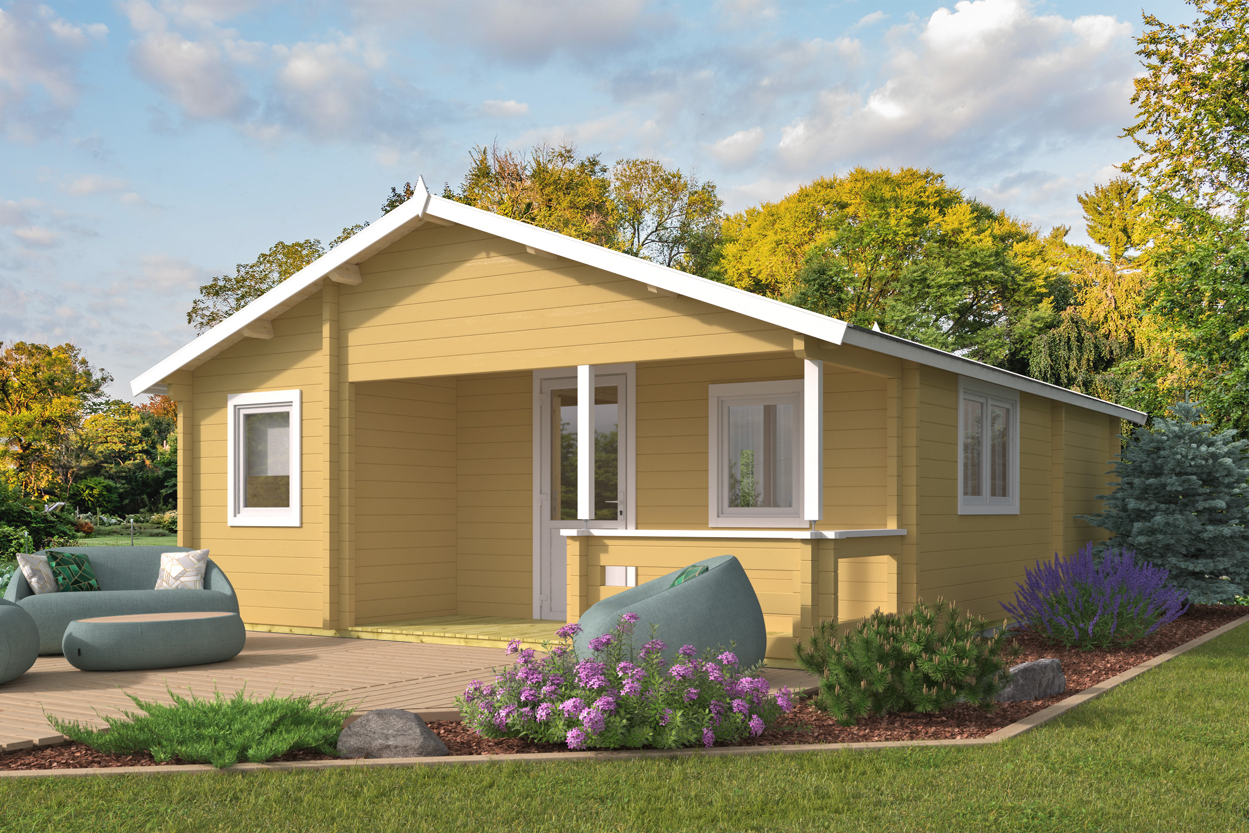 Blokhut - Tuinhuis Kay | 70 mm | vuren Red Class Wood geïmpregneerd Blokhut - Tuinhuis Kay | 70 mm | vuren Red Class Wood geïmpregneerd