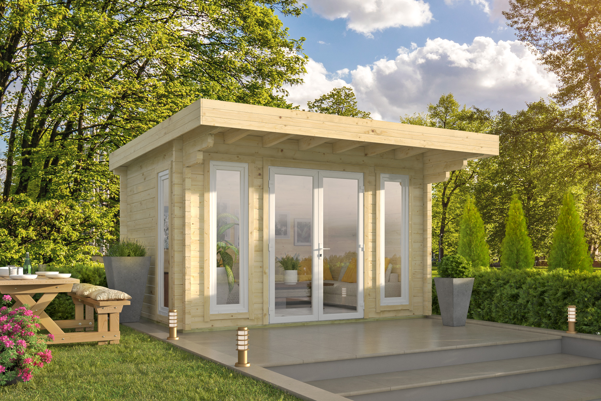 Blokhut - Tuinhuis Whitegate | 70 mm | onbehandeld Blokhut - Tuinhuis Whitegate | 70 mm | onbehandeld
