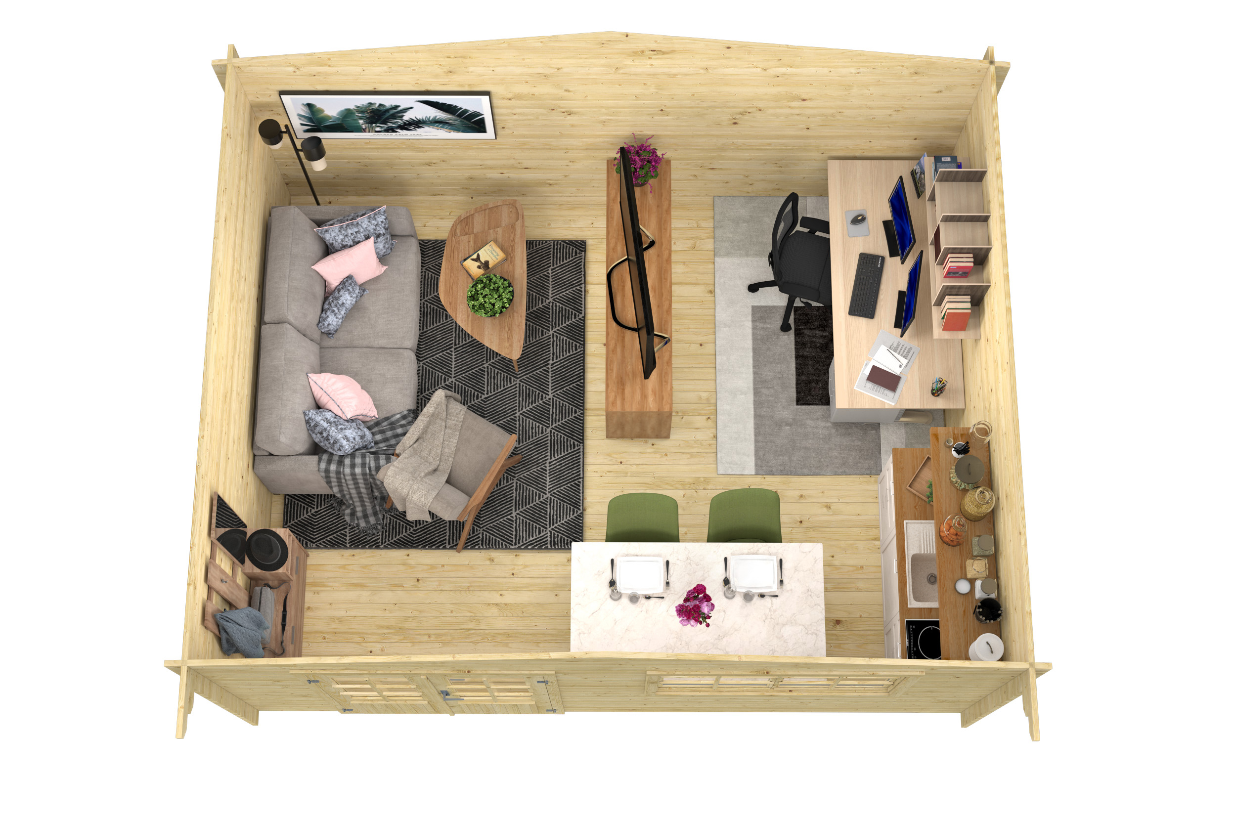 Blokhut - Tuinhuis Toledo | 34 mm | vuren onbehandeld Blokhut - Tuinhuis Toledo | 34 mm | vuren onbehandeld