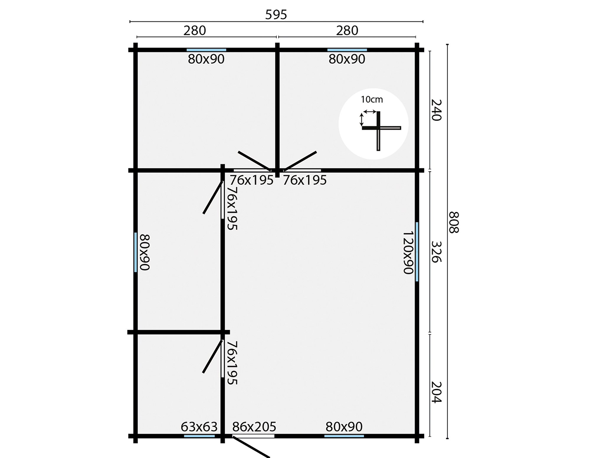 Blokhut - Tuinhuis Malaga | 44 mm | groen geïmpregneerd
