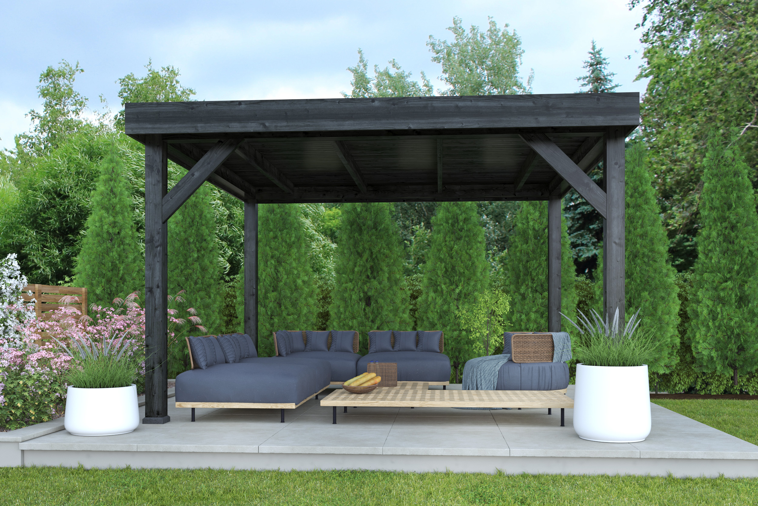 DHZ Rijssen Douglas 400 x 400 cm zwart geïmpregneerd