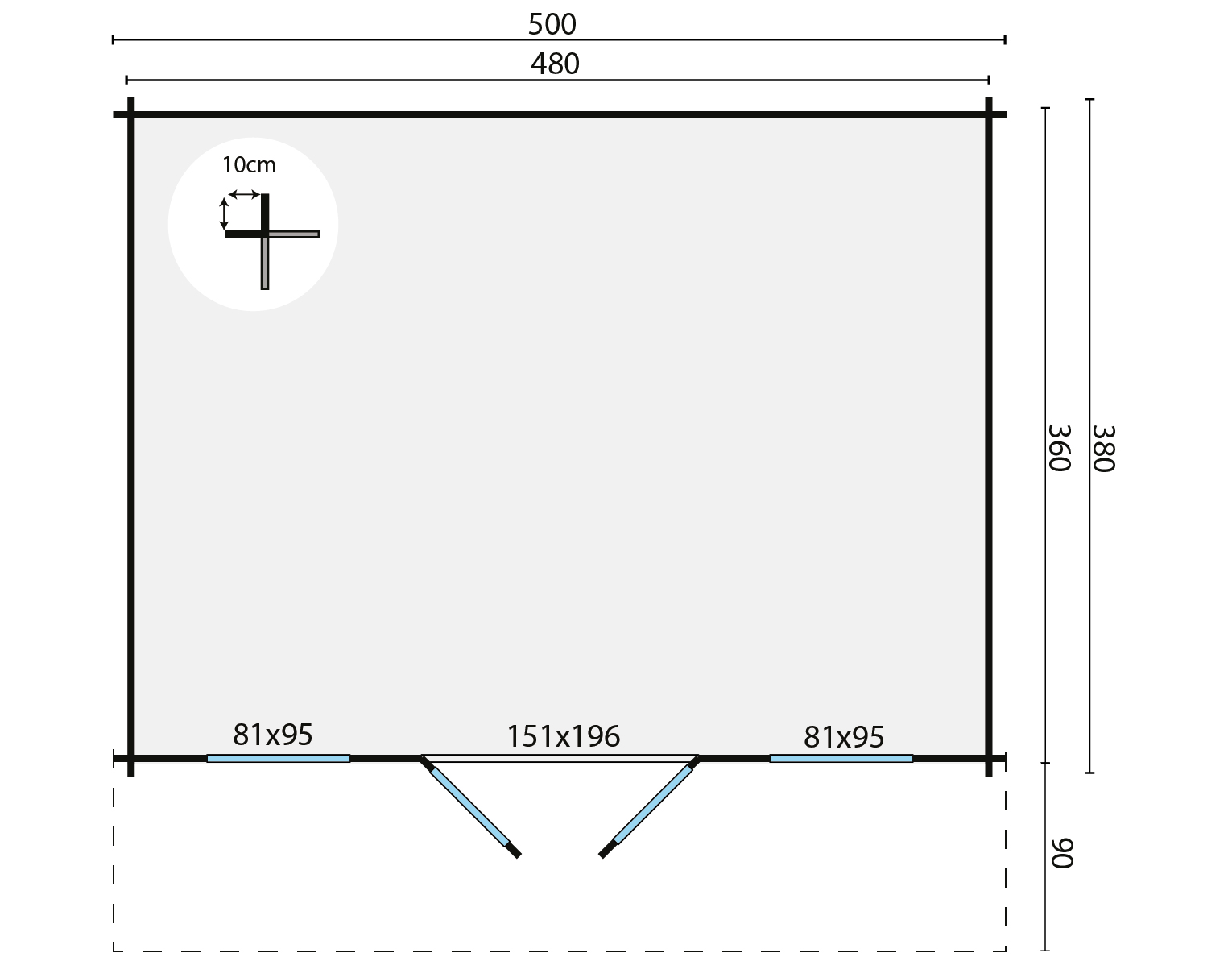 Blokhut - Tuinhuis Pavel | 44 mm | vuren onbehandeld Blokhut - Tuinhuis Pavel | 44 mm | vuren onbehandeld