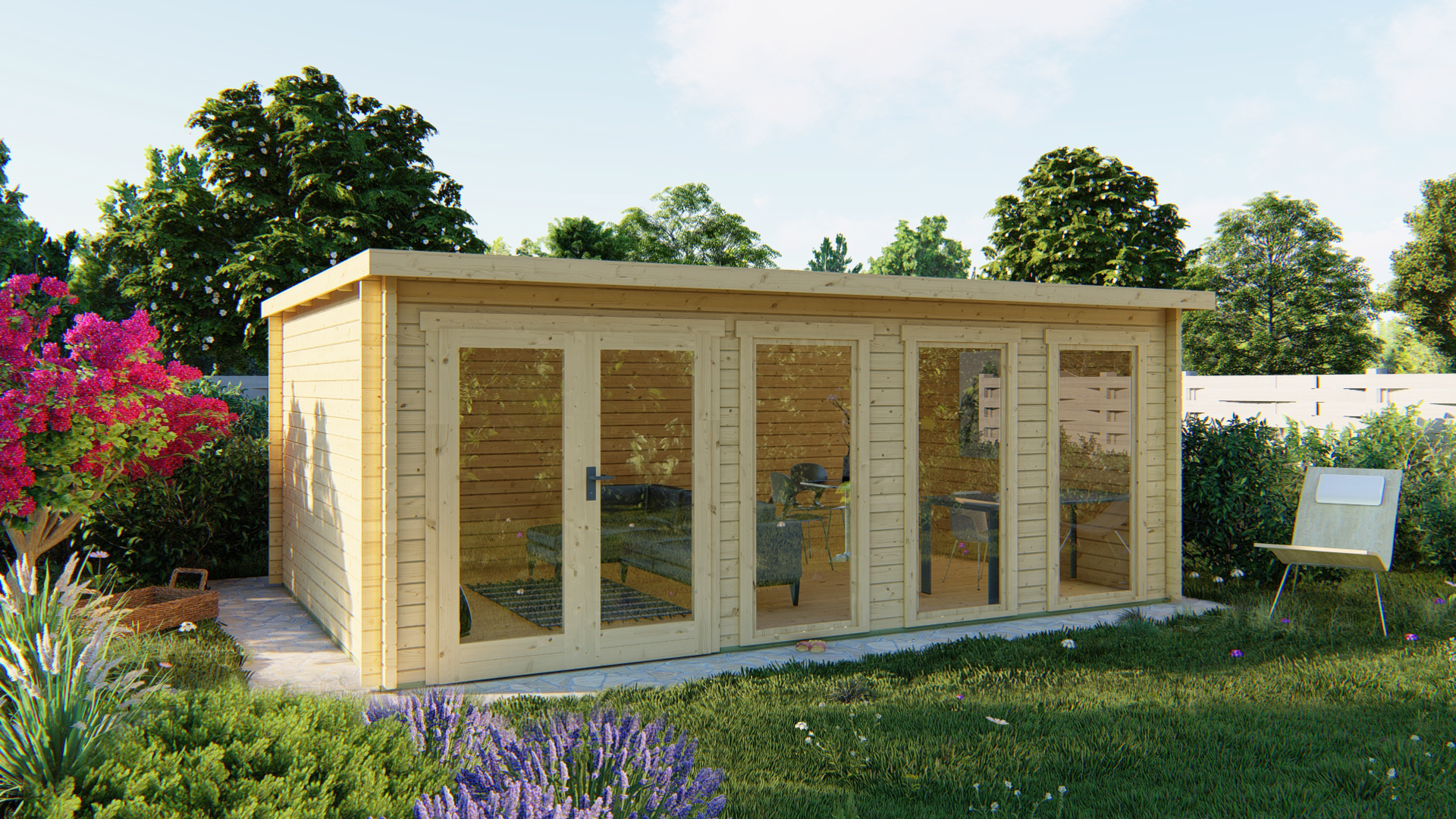 Blokhut - Tuinhuis Gabriella | 58 mm | groen geïmpregneerd