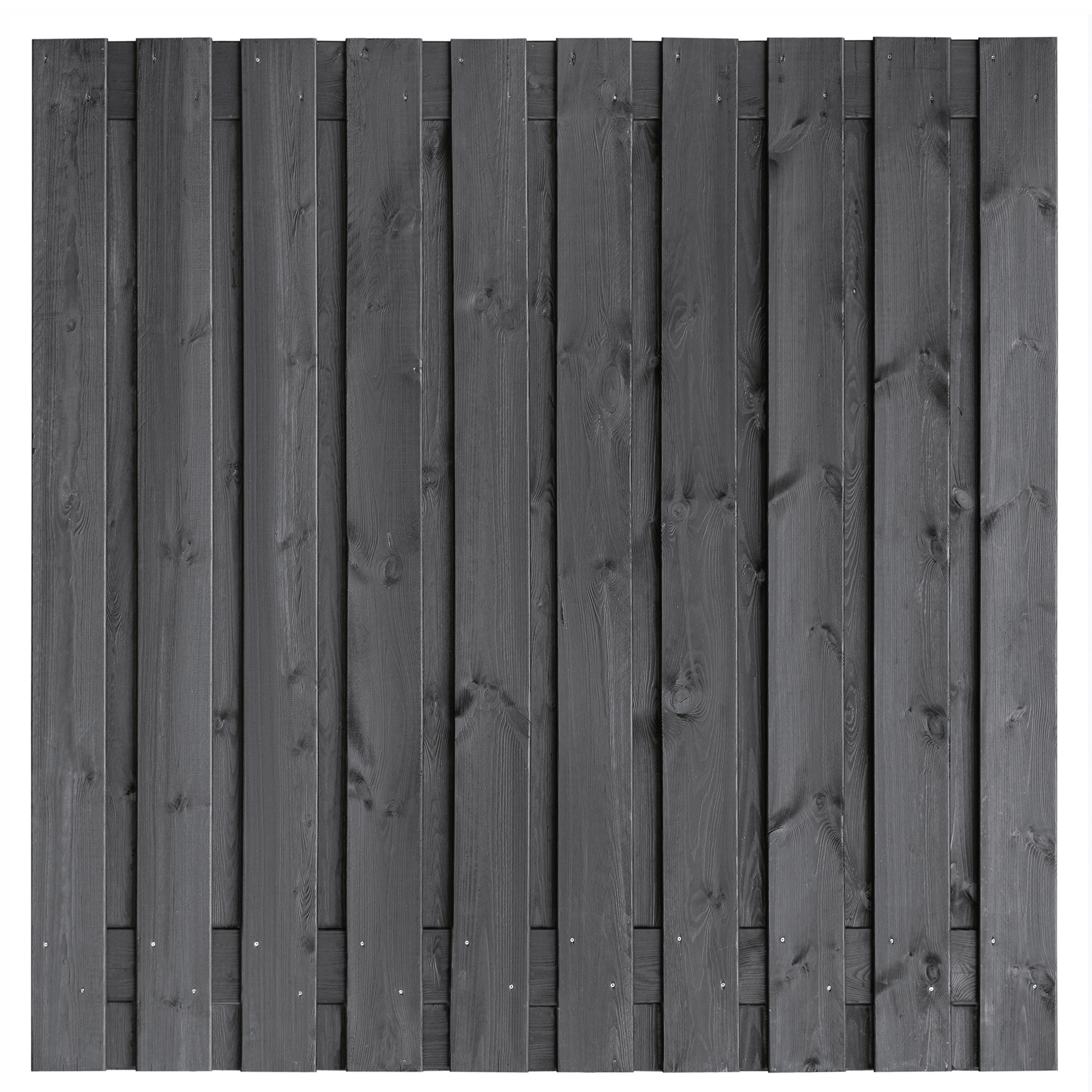 Sichtschutzzaun Hengelo, schwarz imprägniert Kiefer, edelstahlverschraubt, 21 Bretter (19+2) 180 x 180 cm