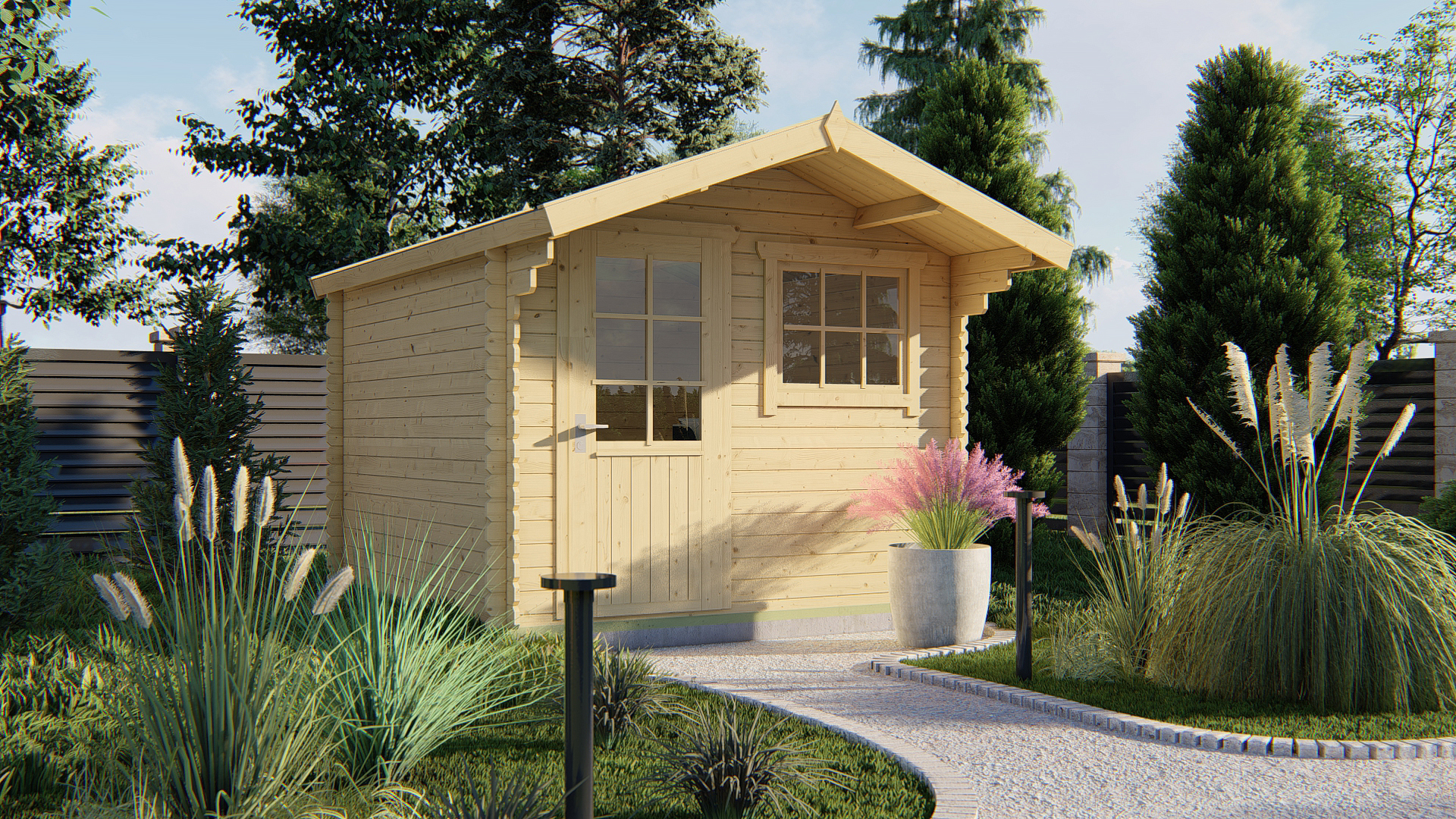 Blokhut - Tuinhuis Bo | 28 mm | vuren Red Class Wood geïmpregneerd Blokhut - Tuinhuis Bo | 28 mm | vuren Red Class Wood geïmpregneerd