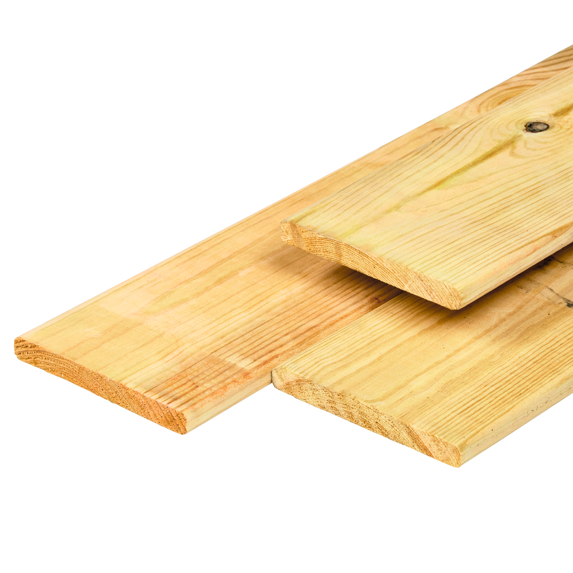 Hoofdafbeelding Douglas plank 1,6 x 14,0 x 400 cm, gedroogd, honinggeel geïmpregneerd, geschaafd, 4 ronde hoeken