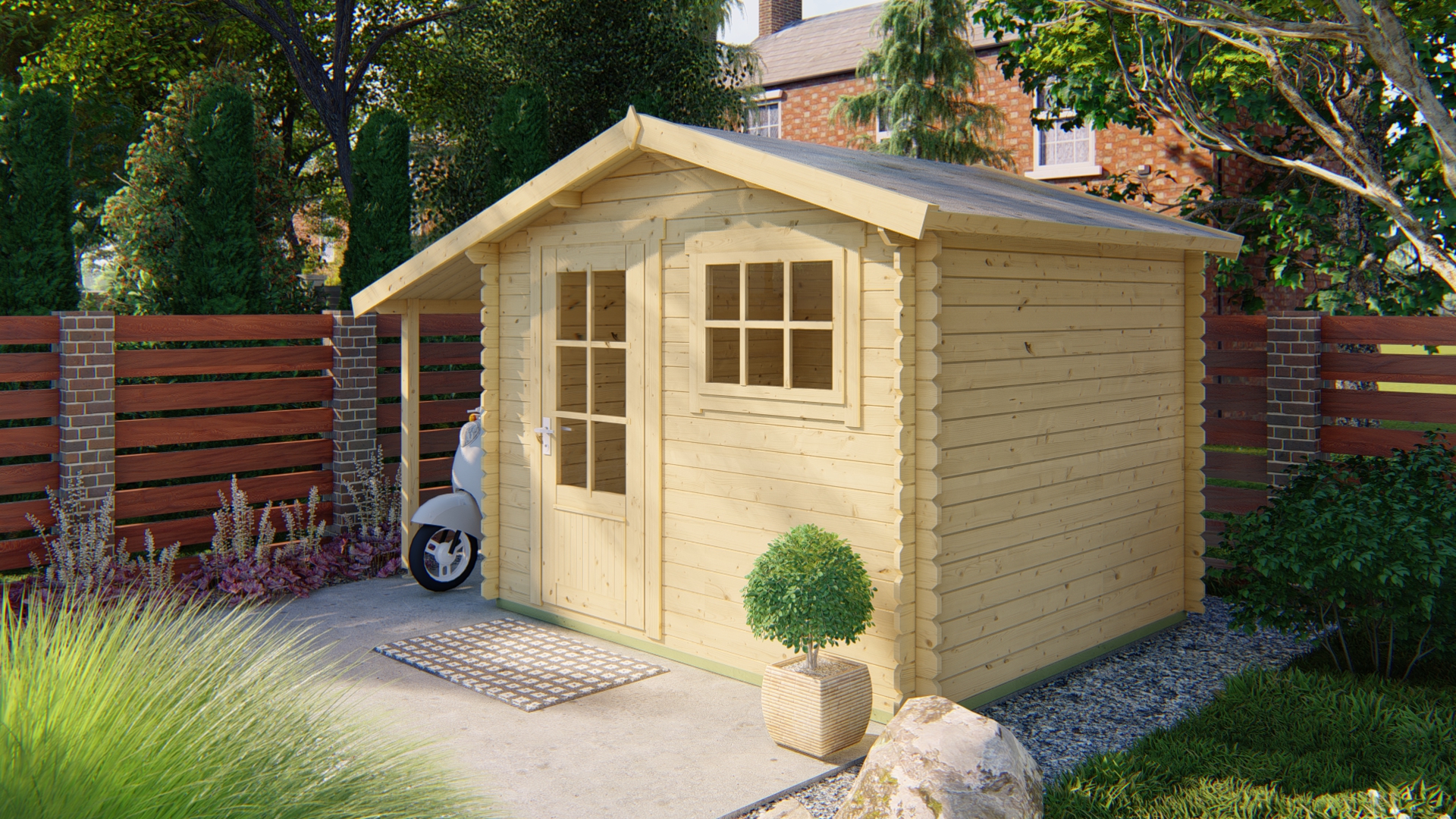 Blokhut - Tuinhuis Lars | 28 mm | vuren grijs geïmpregneerd Blokhut - Tuinhuis Lars | 28 mm | vuren grijs geïmpregneerd