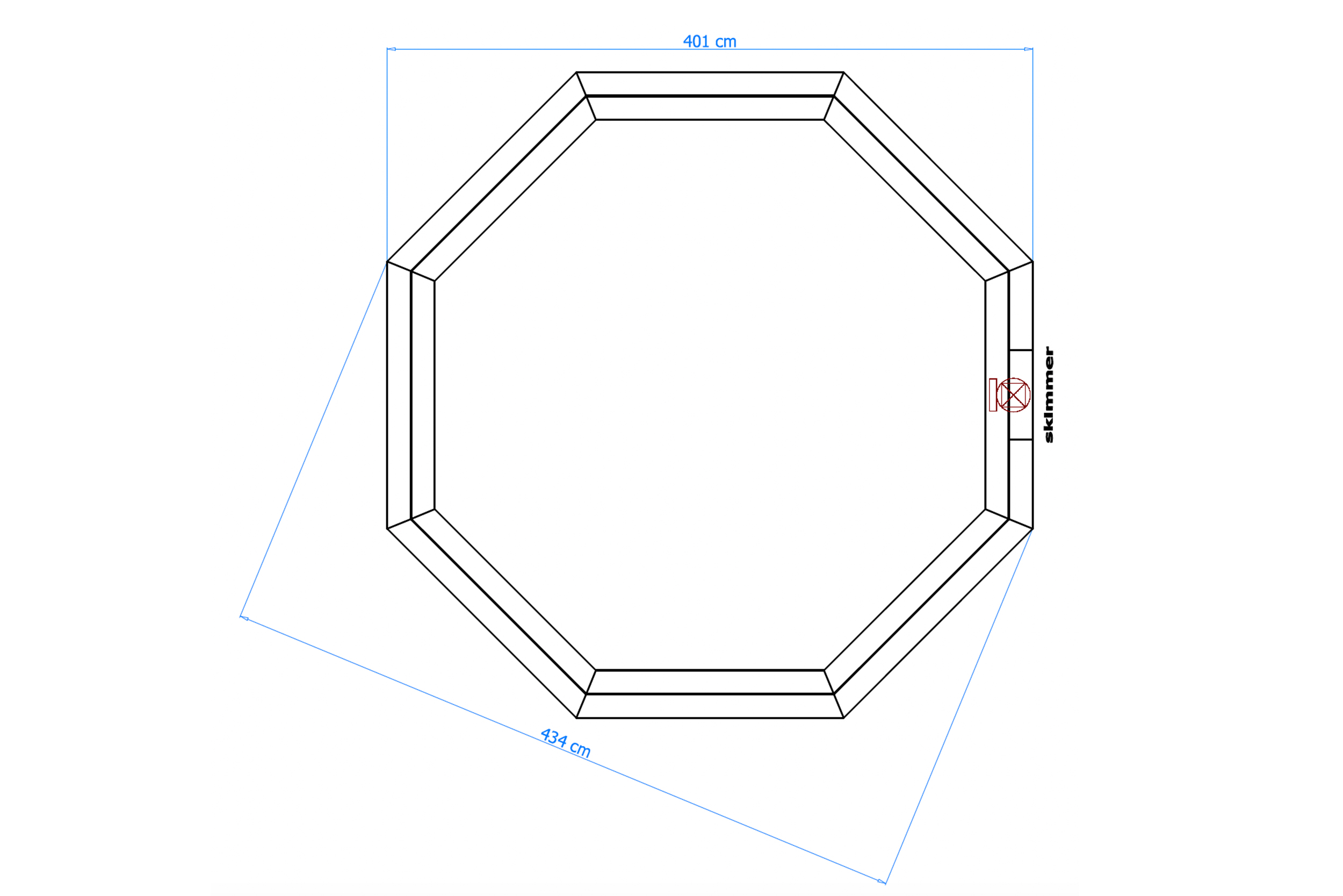 Gebäudeplan Luxus-Schwimmbad aus Holz Cabana Beach 434x401x116cm