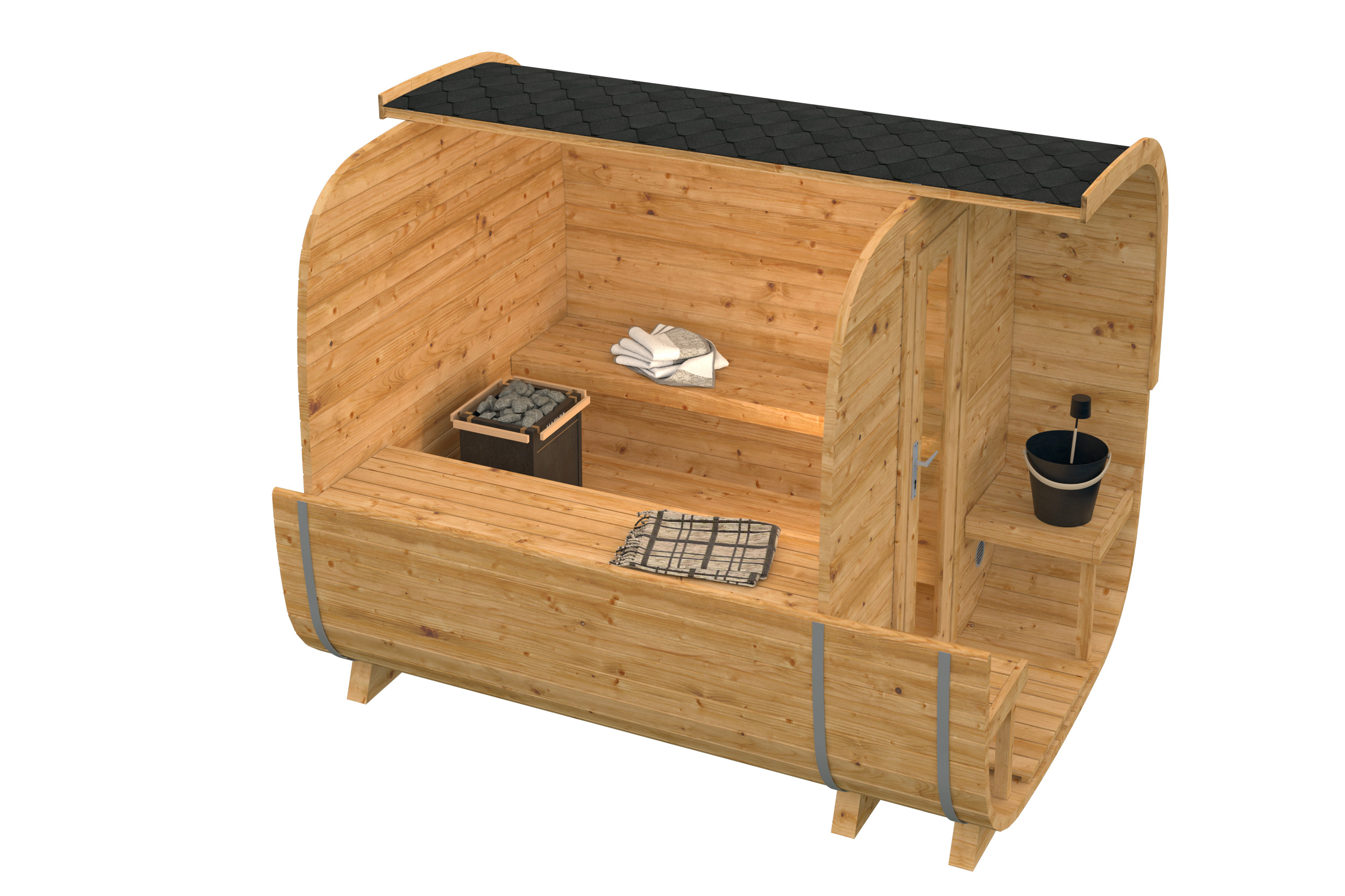 Aanzichten Sauna cube Rovaniemi 280 cm | 42 mm | Thermowood