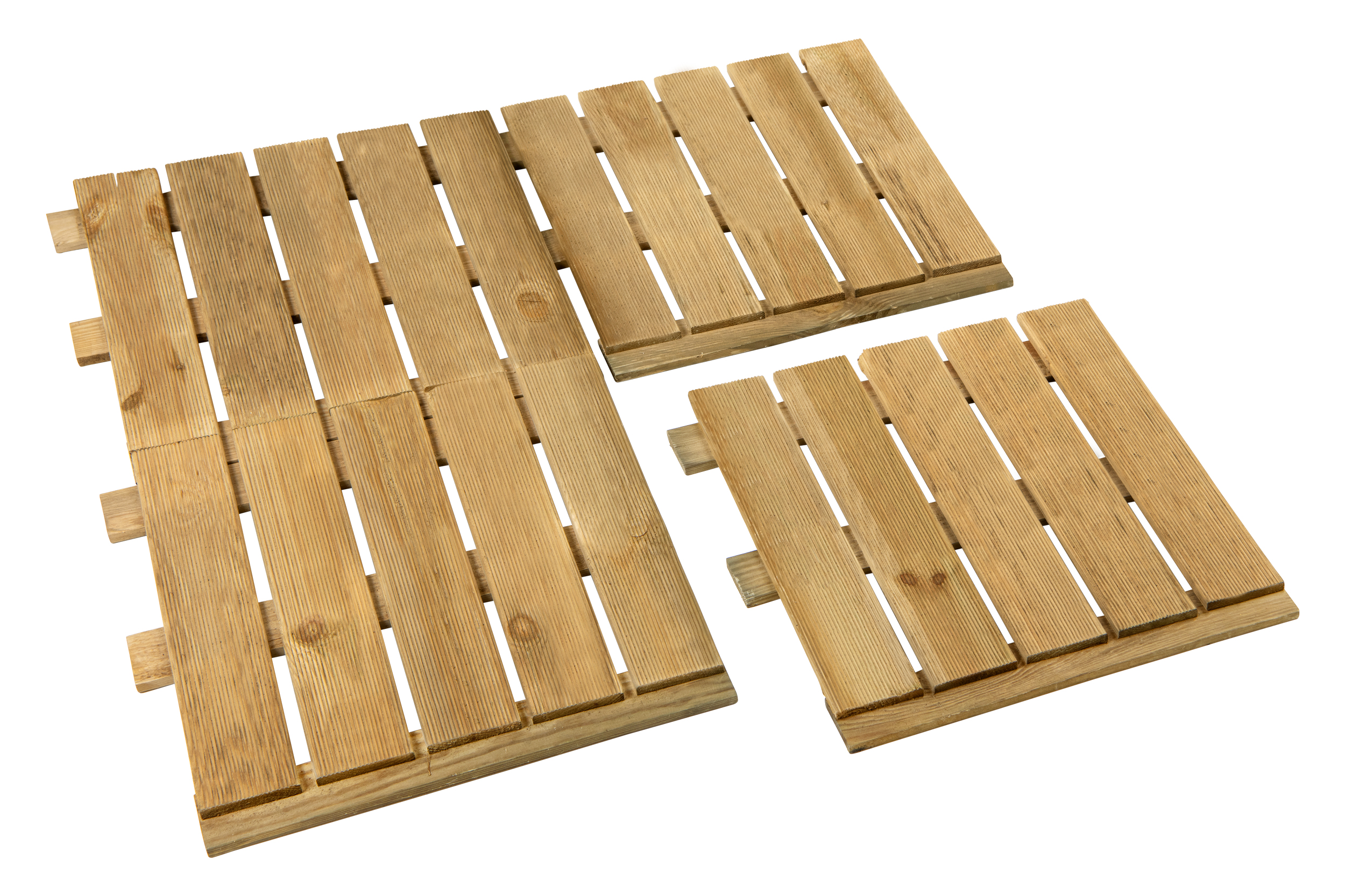 System-Holzfliese Kiefer KDI, geriffelt, Modell Egmond, 50 × 50 cm