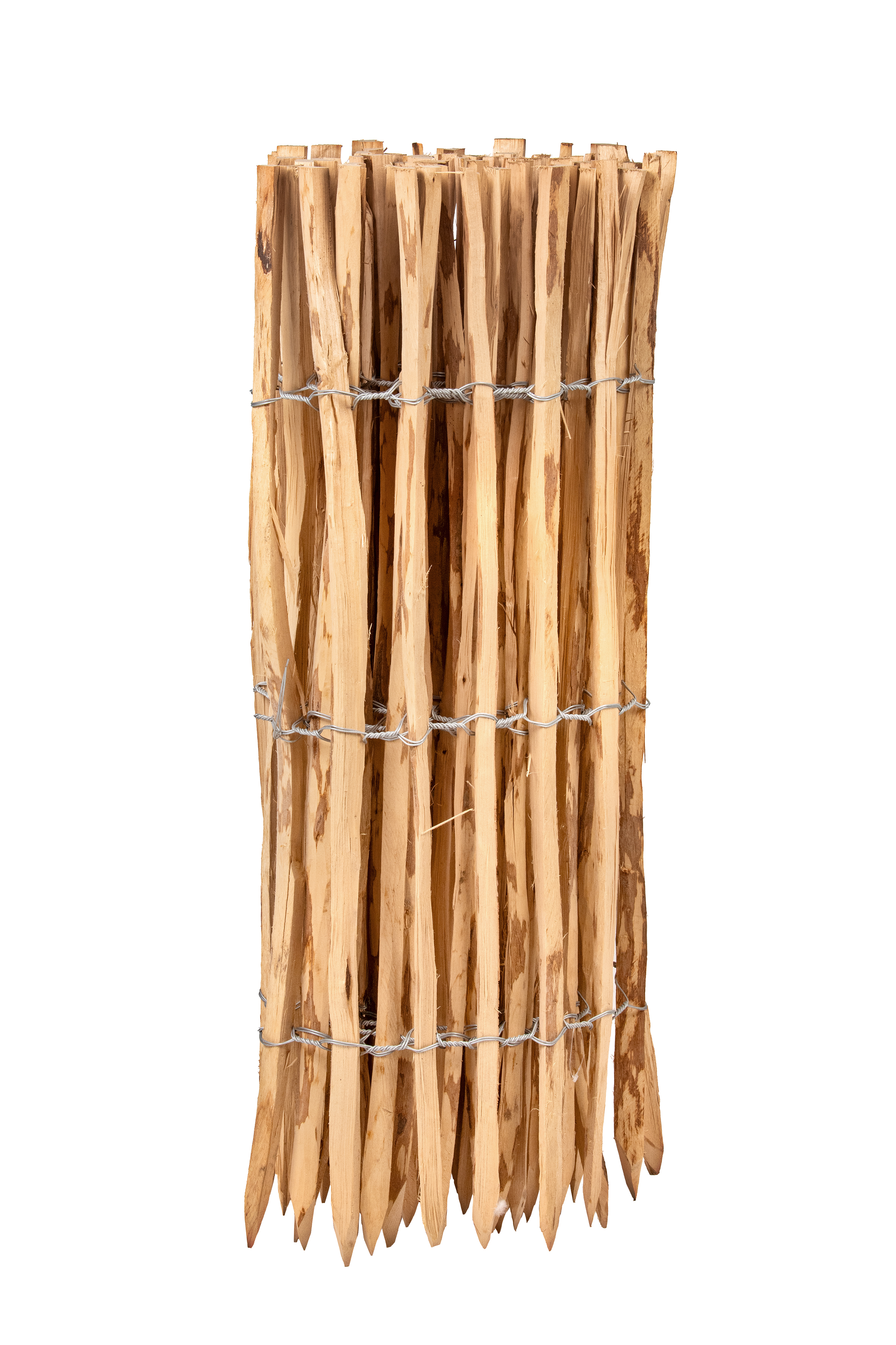 Haselnusszaun auf Rolle L460 x H100 cm, Lattenabstand 4 bis 5 cm, 3 Drähte