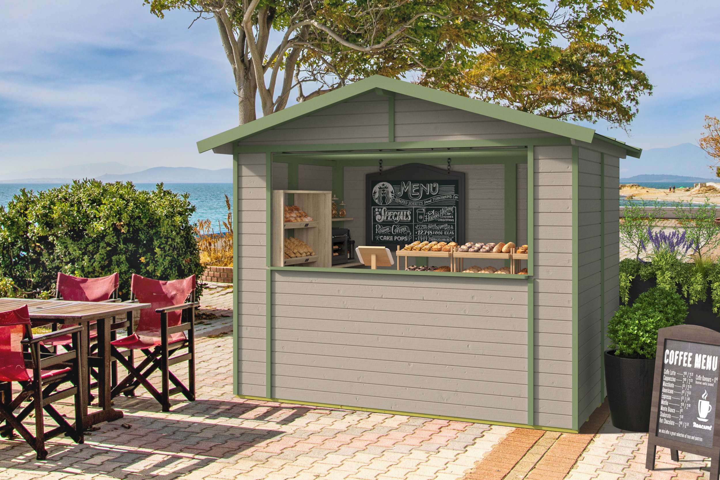 Kiosk Vixen, 19 mm, grün impragniertes Fichte einschl. Boden