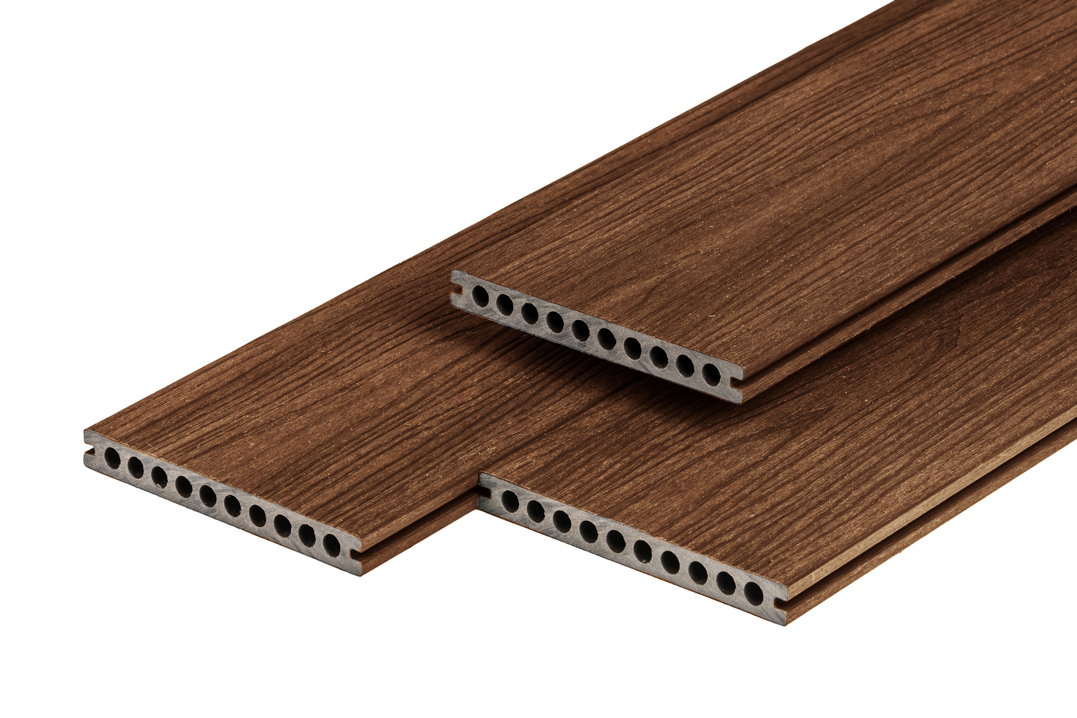PuraShield composite decking board 2,3 x 21,0 x 400 cm clip system, hollow-core, Ipe