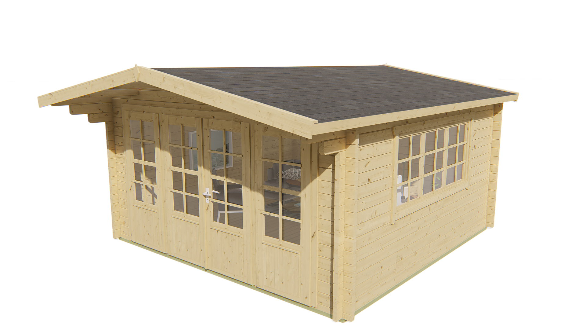 Blokhut - Tuinhuis Derby | 58 mm | vuren honinggeel geïmpregneerd Blokhut - Tuinhuis Derby | 58 mm | vuren honinggeel geïmpregneerd