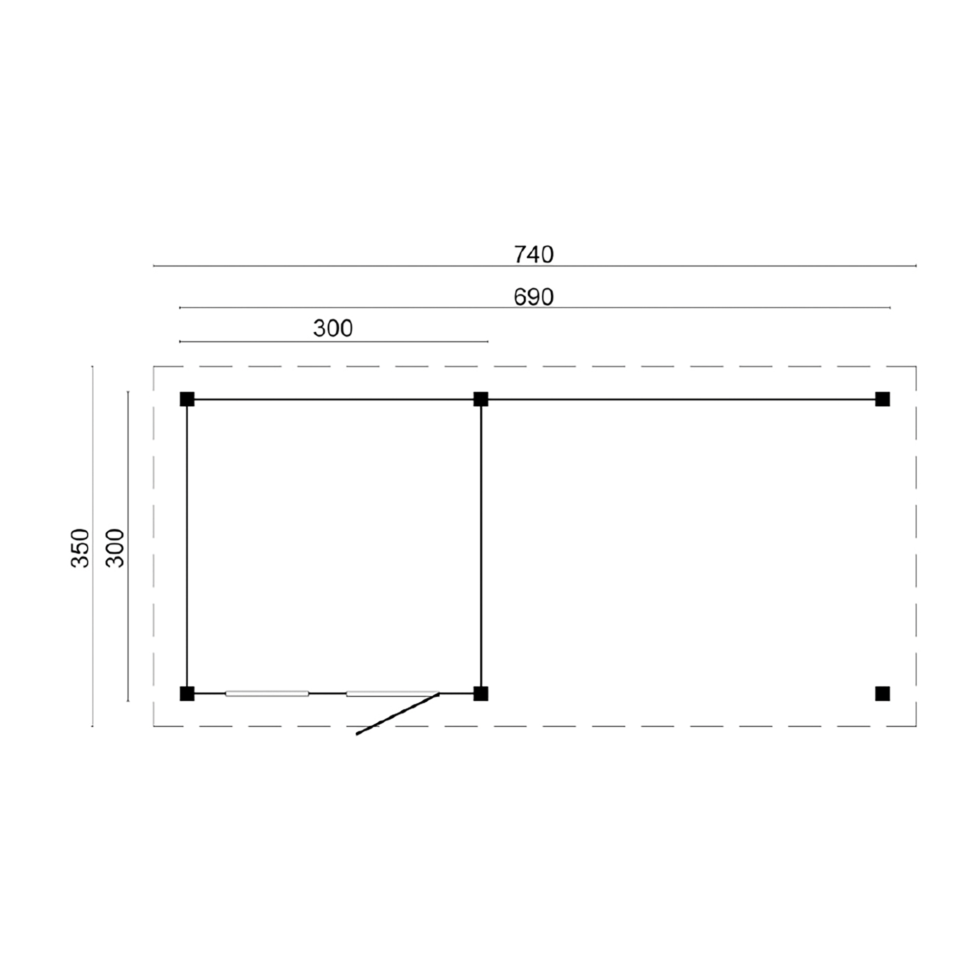 DHZ Plat dak Holten geschaafd douglas 300 x 300+390 cm