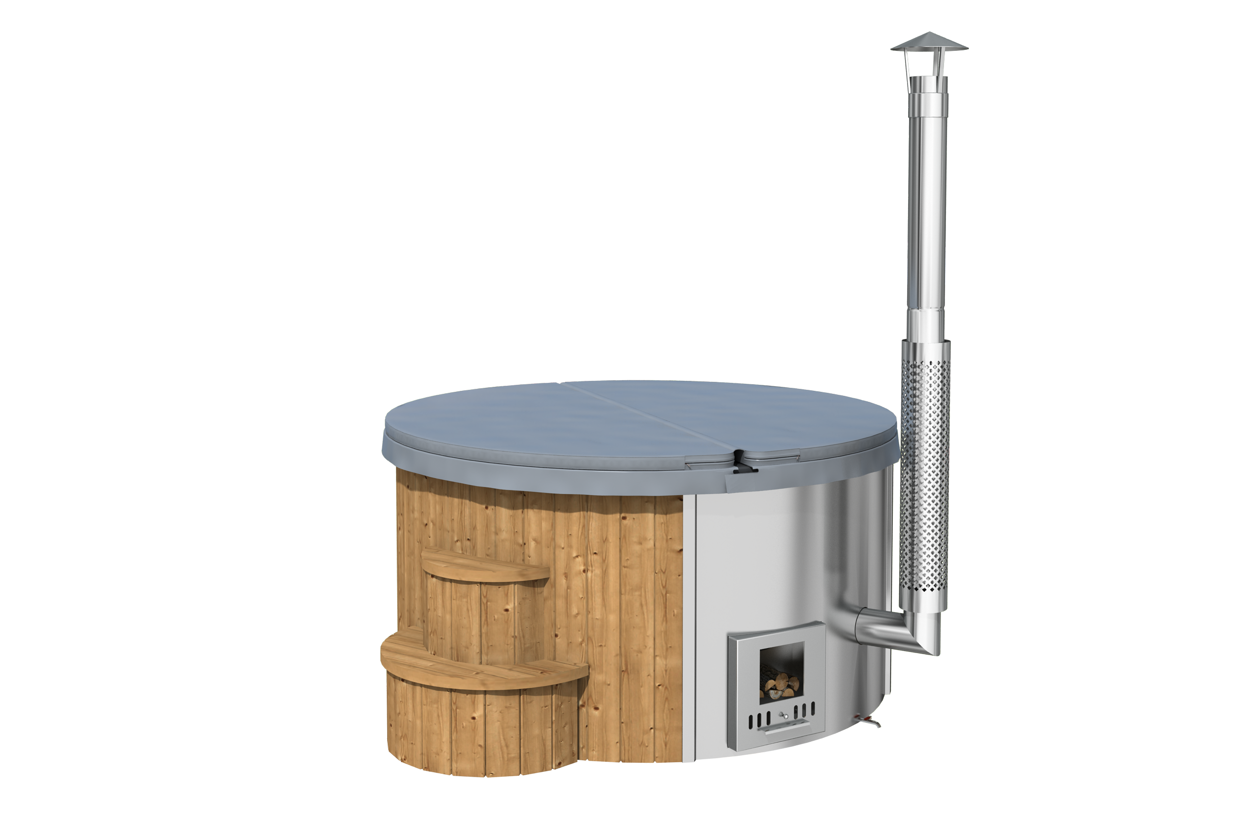 Aanzichten Hottub deluxe ø200 cm Thermowood