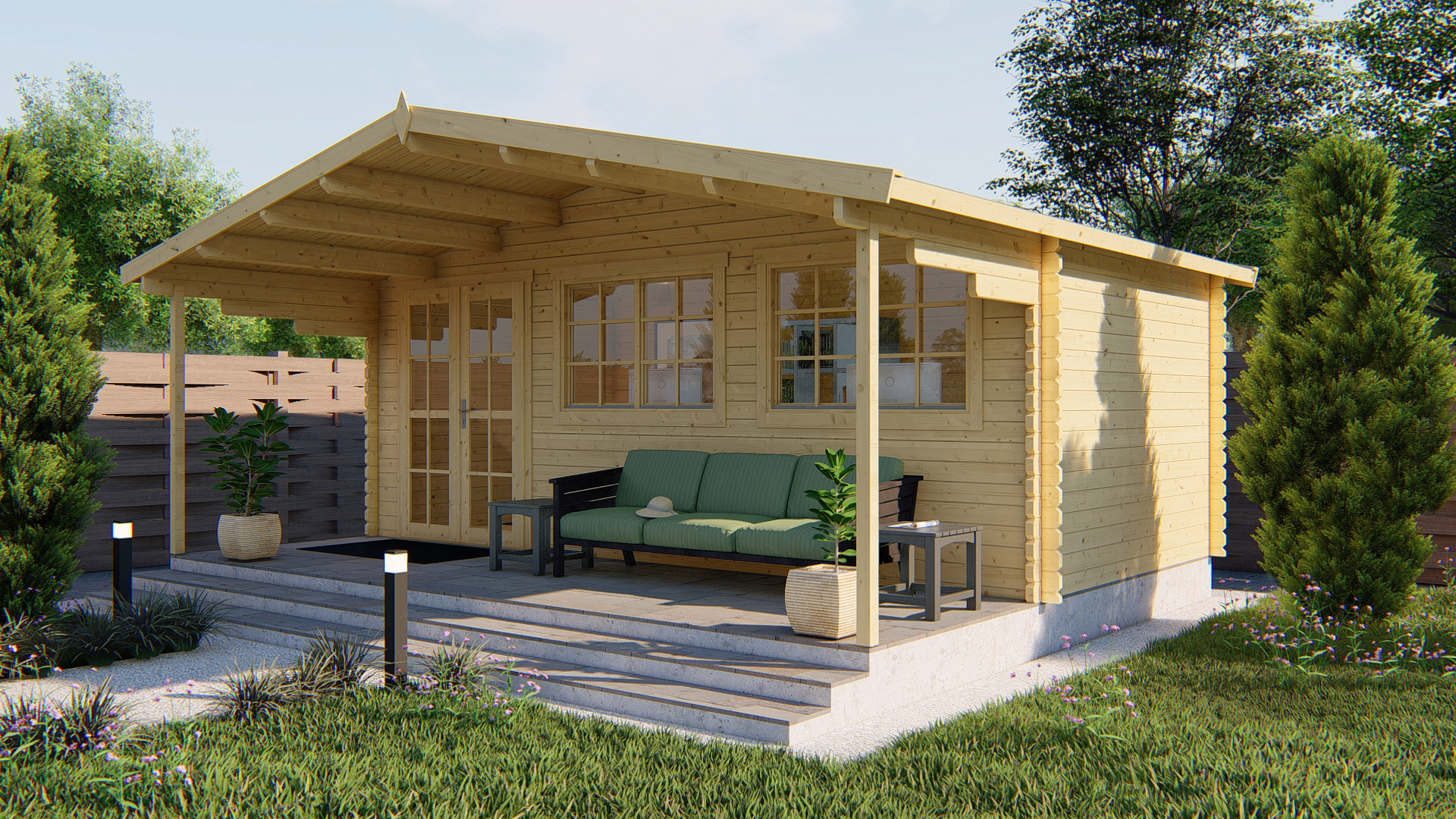 Blokhut - Tuinhuis Pinkus | 44 mm | vuren bruin geïmpregneerd Blokhut - Tuinhuis Pinkus | 44 mm | vuren bruin geïmpregneerd