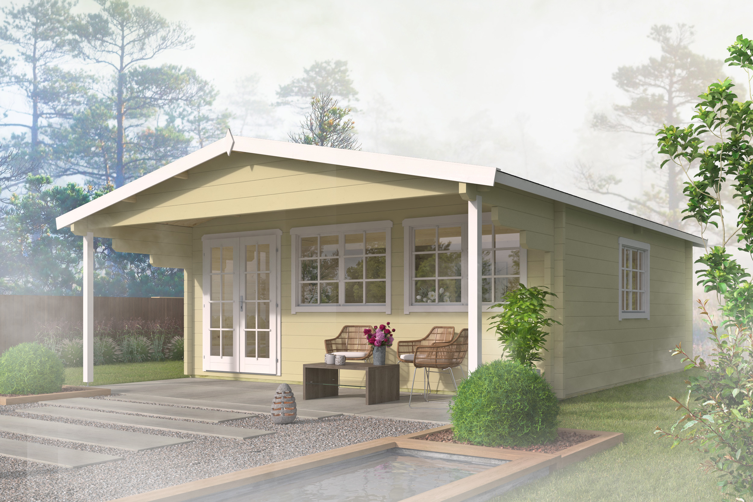 Blokhut - Tuinhuis Rune | 70 mm | vuren bruin geïmpregneerd Blokhut - Tuinhuis Rune | 70 mm | vuren bruin geïmpregneerd