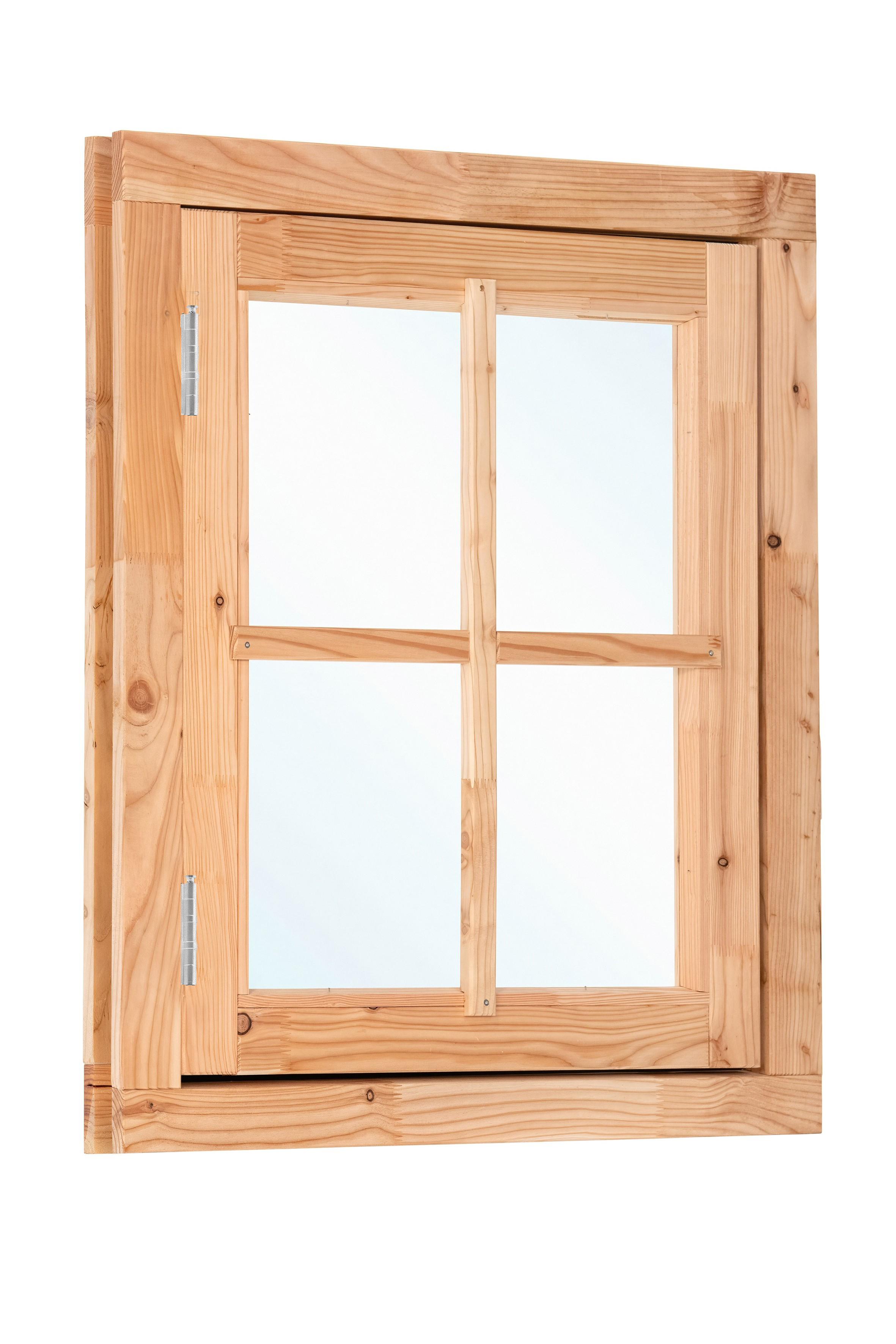 Douglas draairaam buitenmaat B90 x H105 cm onbehandeld, 4-ruits, linksdraaiend, afsluitbaar met raamkruk (rvs beslagset)