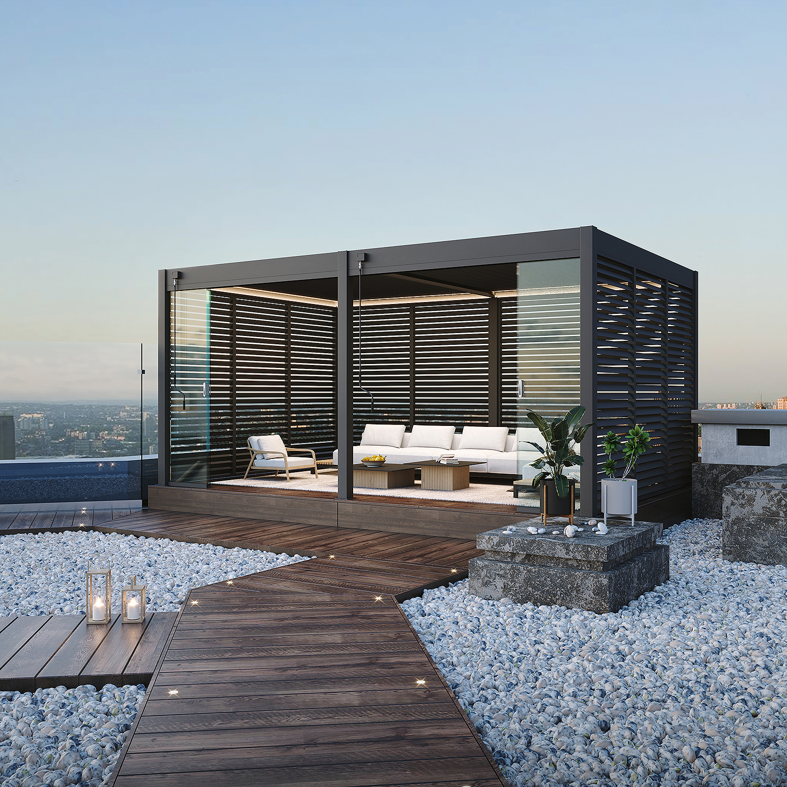 Ambiance Image Aluminium-Vordach Lamellenpaneel 113,3 cm horizontal Anthrazit