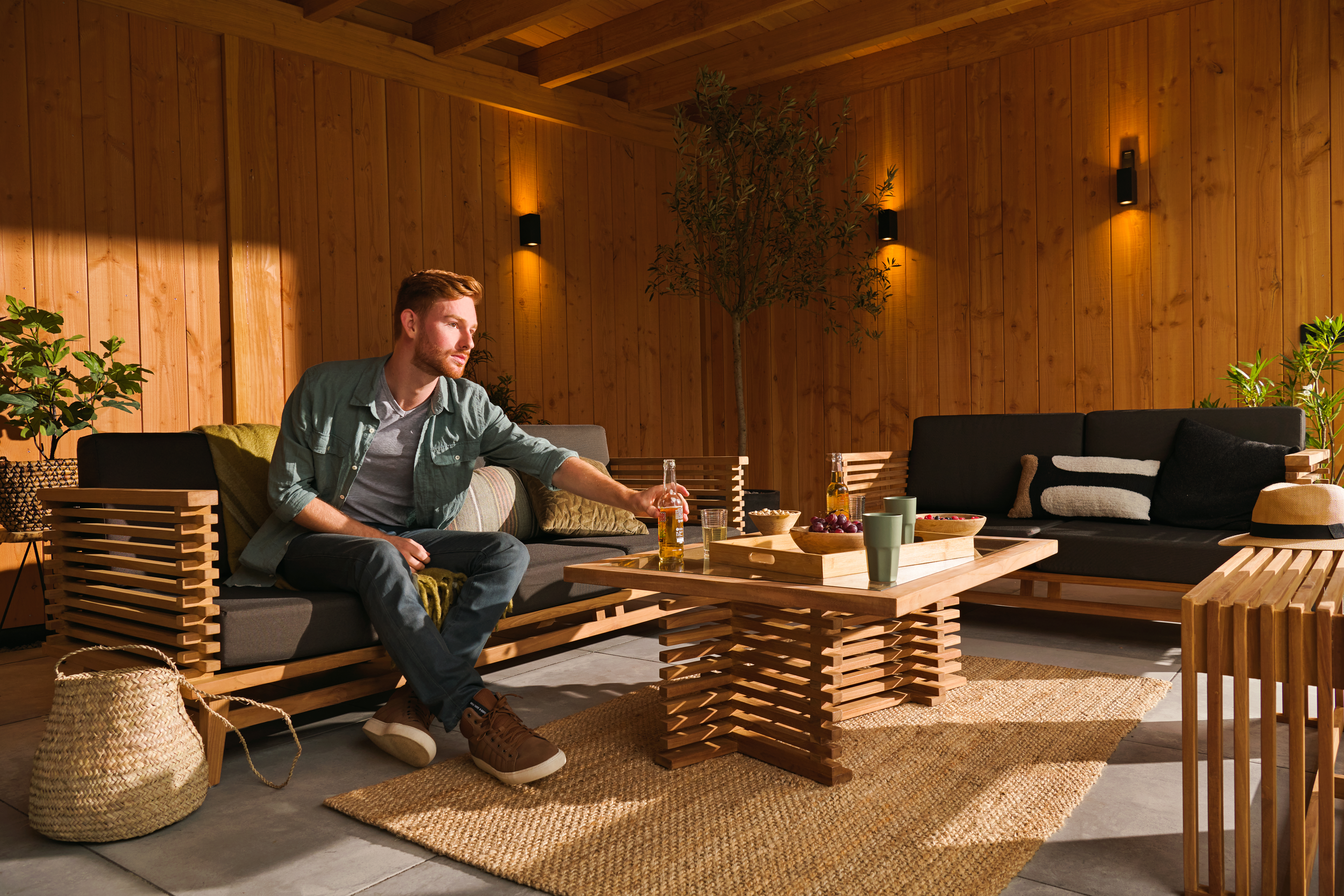 Teak loungeset Riverside bijzet bankje excl. kussens