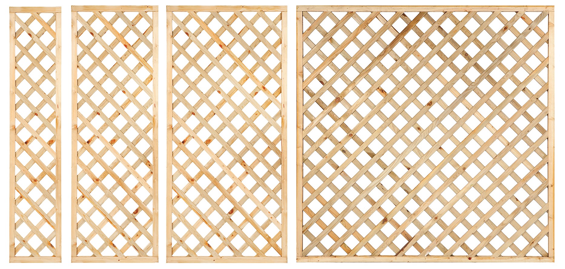 Trellis met lijst, diagonale lamellen grenen groen geïmpregneerd H180 x B40 cm