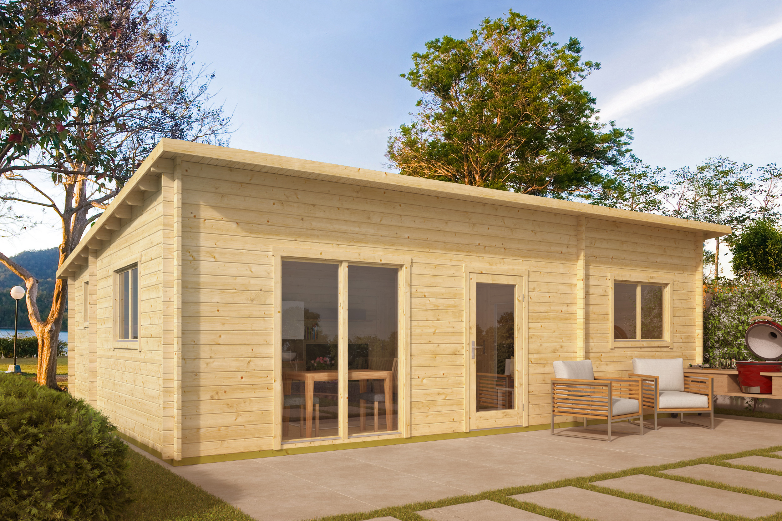 Blokhut - Tuinhuis Las Palmas | 44 mm | onbehandeld