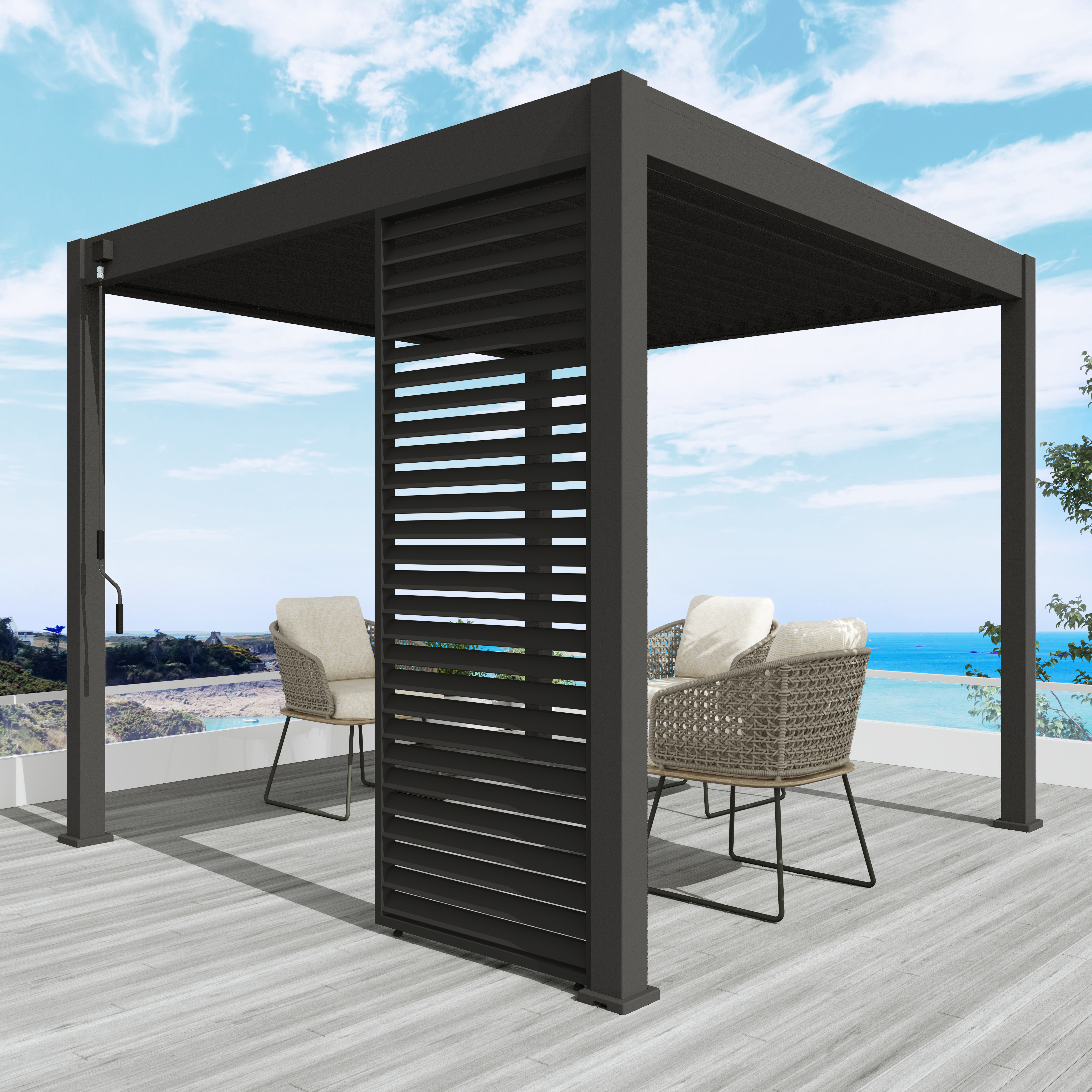 Aluminium overkapping Louvrepaneel 93 cm horizontaal antraciet