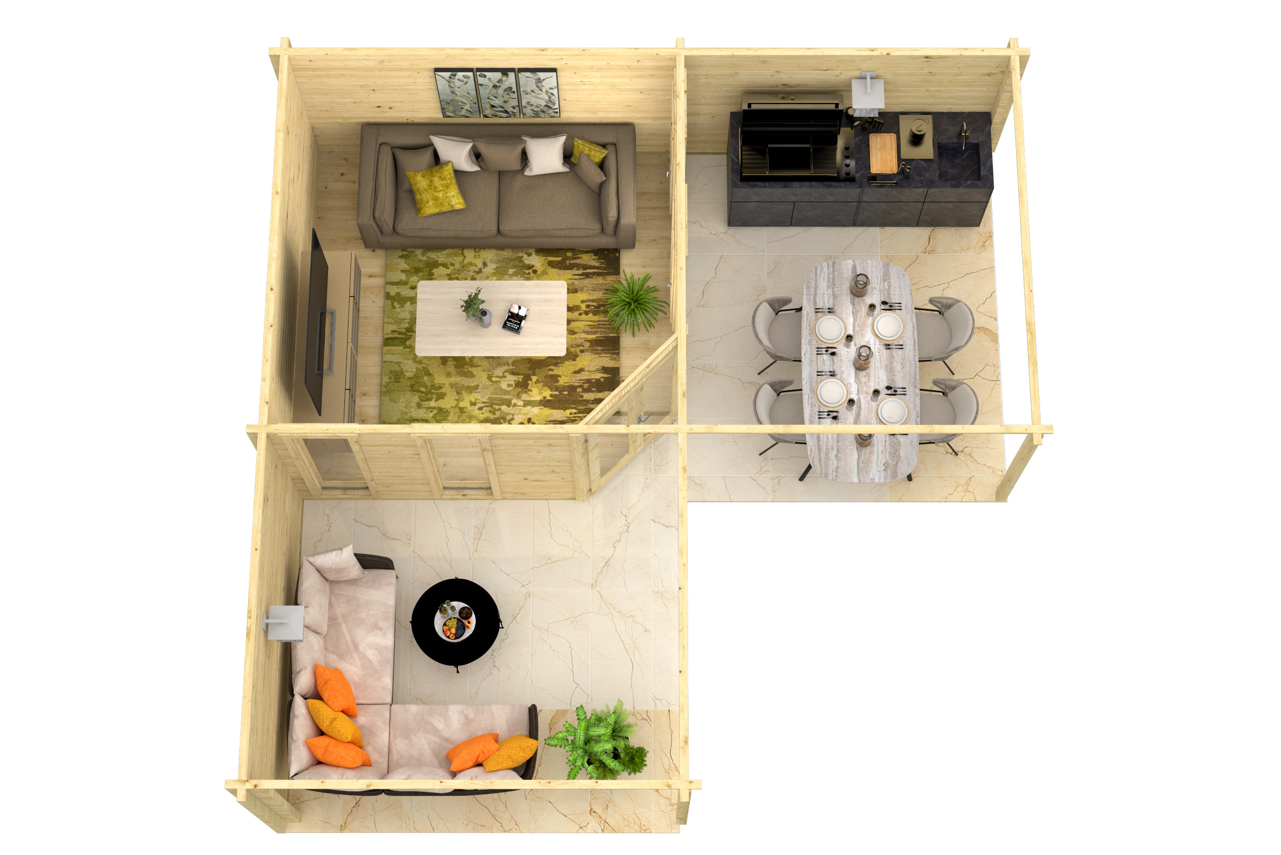 Blokhut - Tuinhuis Bridgend | 70 mm | onbehandeld Blokhut - Tuinhuis Bridgend | 70 mm | onbehandeld