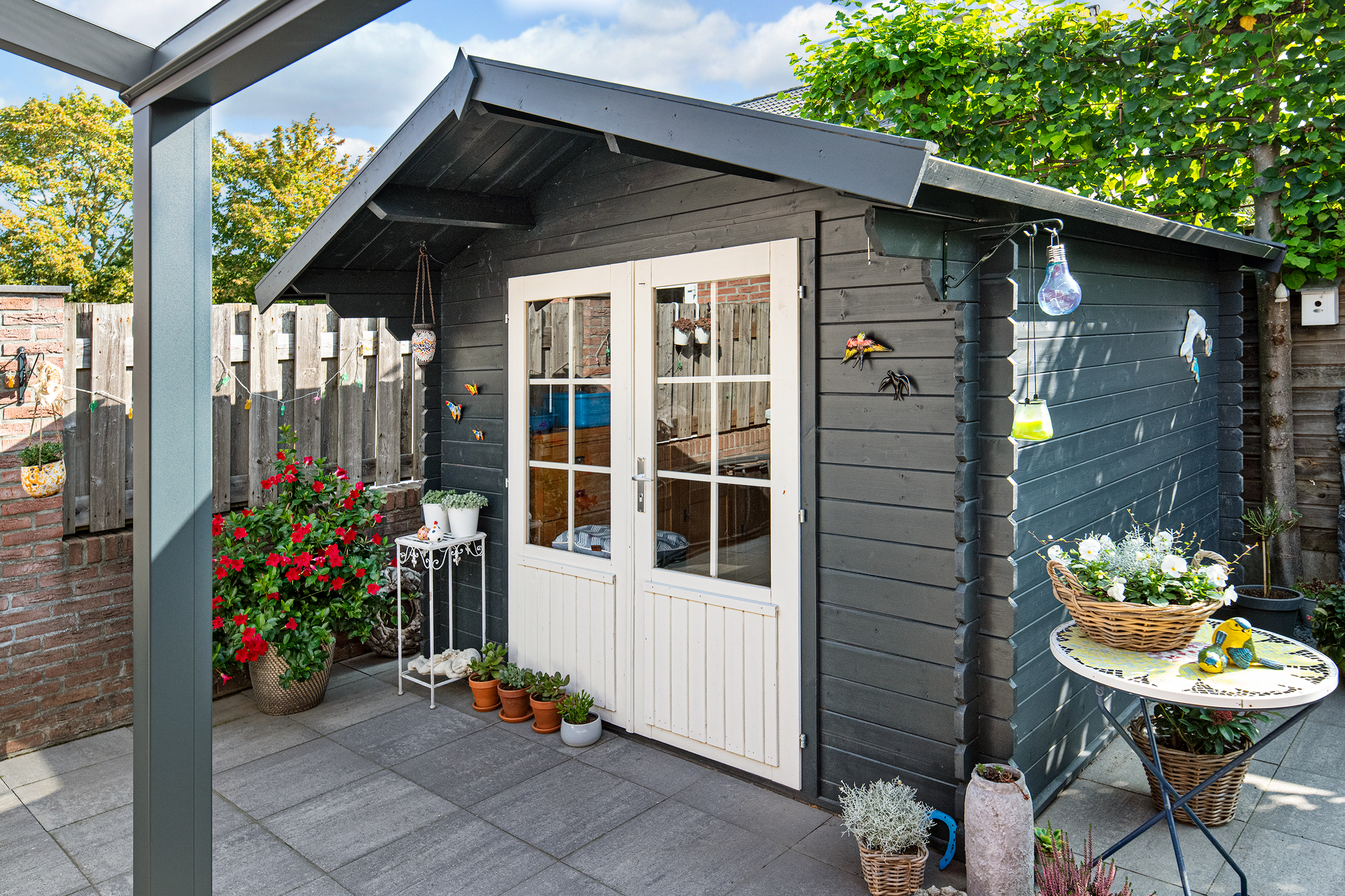 Blokhut - Tuinhuis Perlund | 28 mm | vuren grijs geïmpregneerd Blokhut - Tuinhuis Perlund | 28 mm | vuren grijs geïmpregneerd