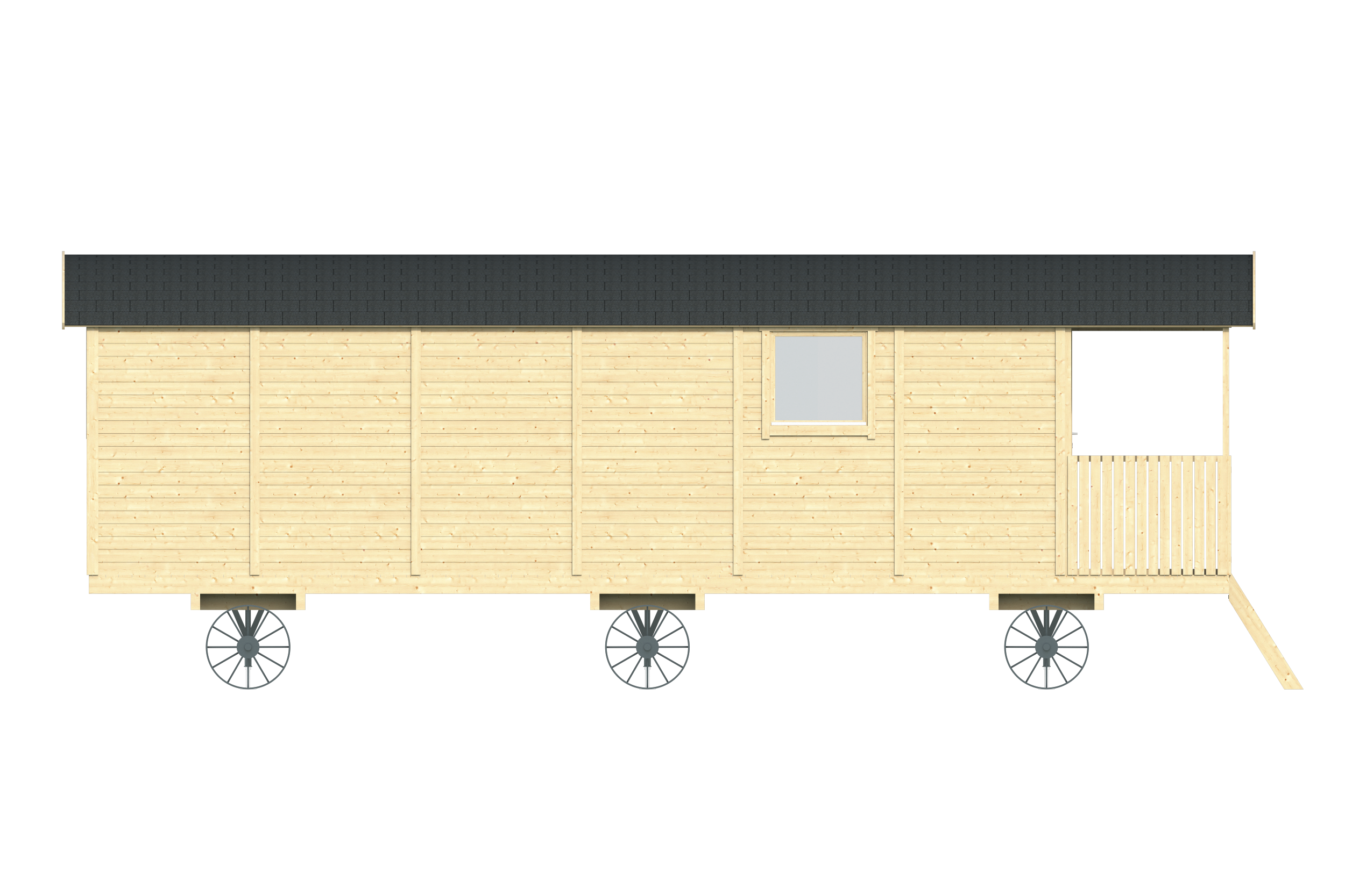 Circuswagen Jimmy | 19mm | vuren onbehandeld | 840 x 240 cm | excl. onderstel