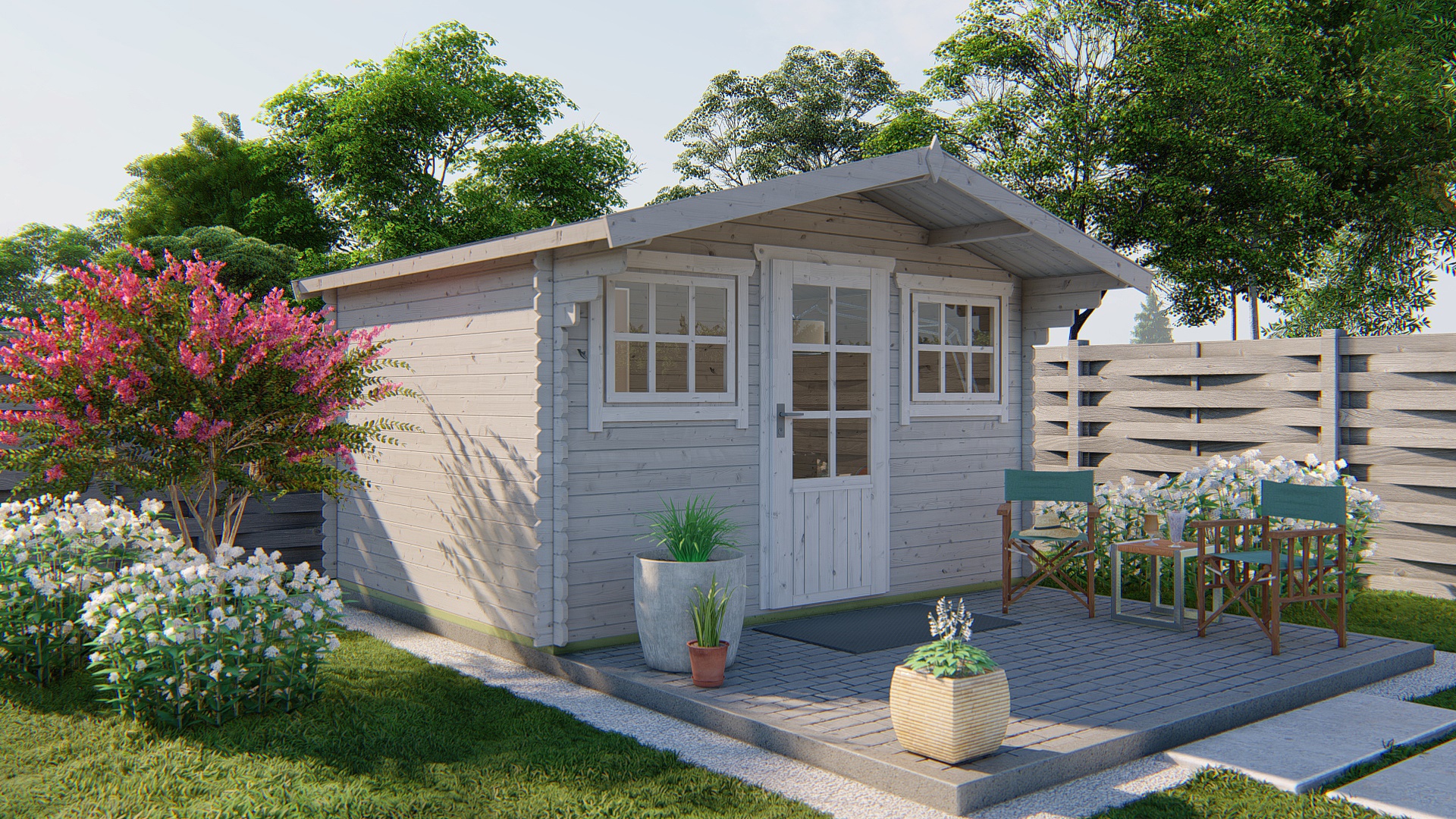 Blokhut - Tuinhuis Mika | 28 mm | vuren bruin geïmpregneerd Blokhut - Tuinhuis Mika | 28 mm | vuren bruin geïmpregneerd