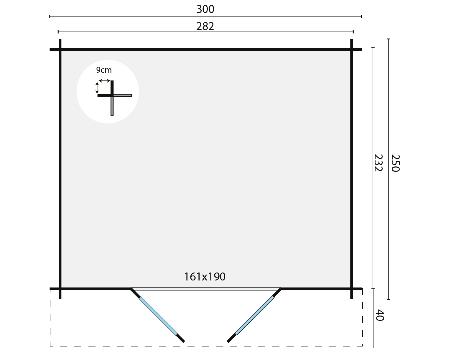 Blokhut - Tuinhuis Bjarni | 28 mm | grijs geïmpregneerd Blokhut - Tuinhuis Bjarni | 28 mm | grijs geïmpregneerd