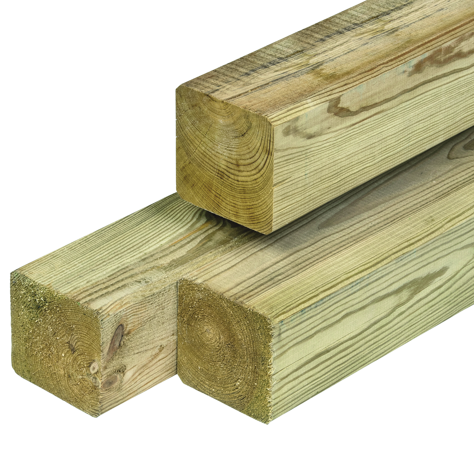 Grenen paal 8,8 x 8,8 x 240 cm, vers, groen geïmpregneerd, geschaafd, 4 ronde hoeken