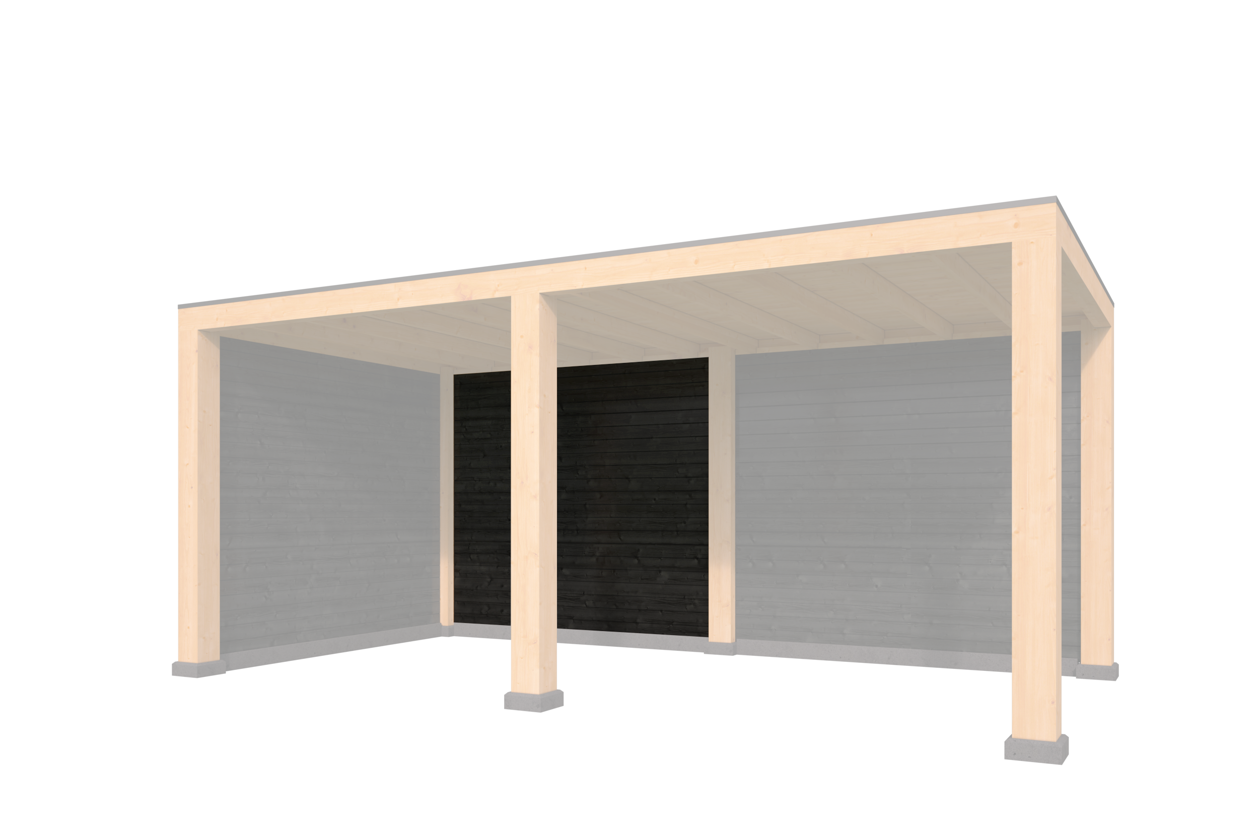 Wandmodule Type B Zweeds rabat zwart gespoten vuren 250 x 224 cm