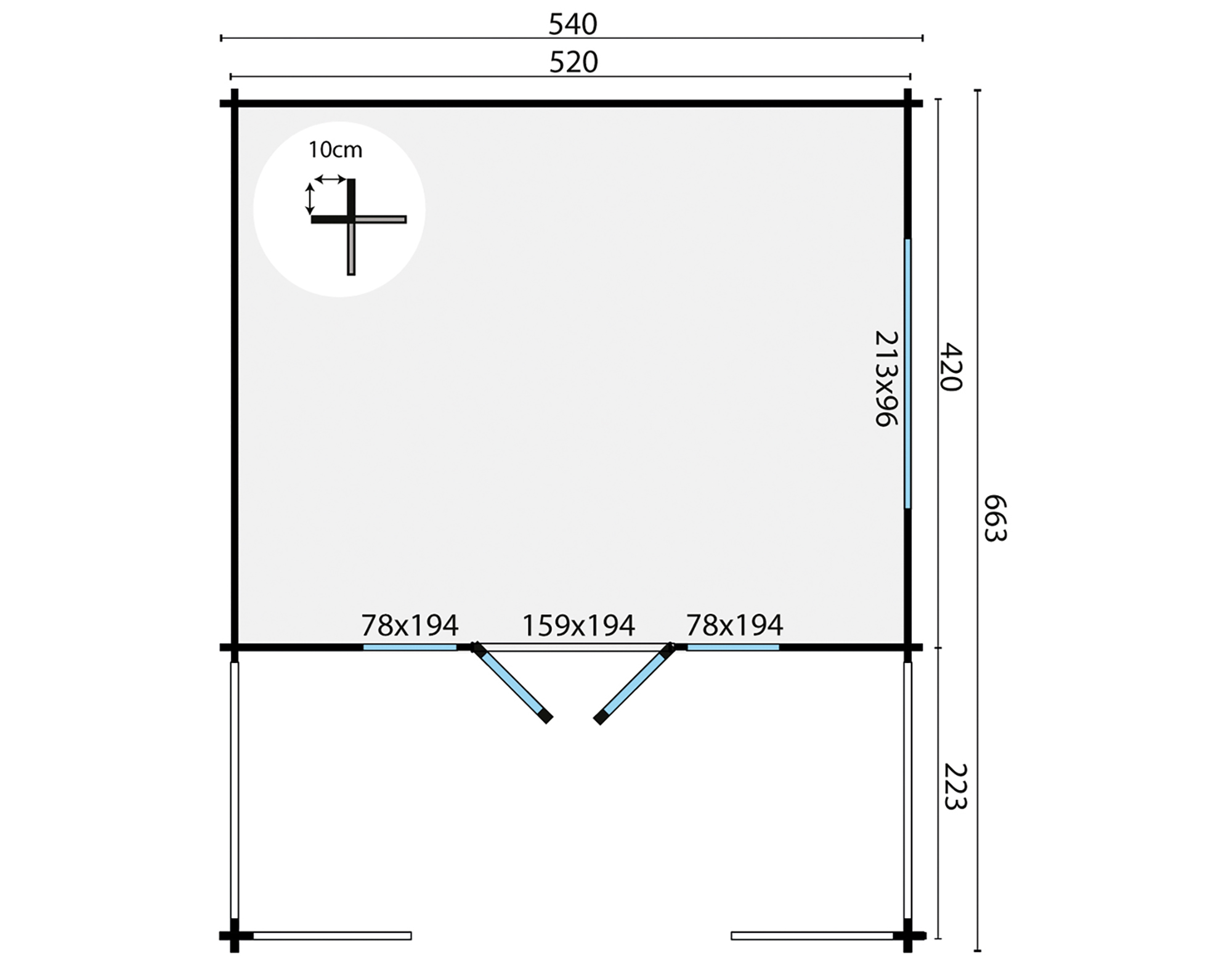 Blokhut - Tuinhuis Nottingham | 58 mm | vuren honinggeel geïmpregneerd