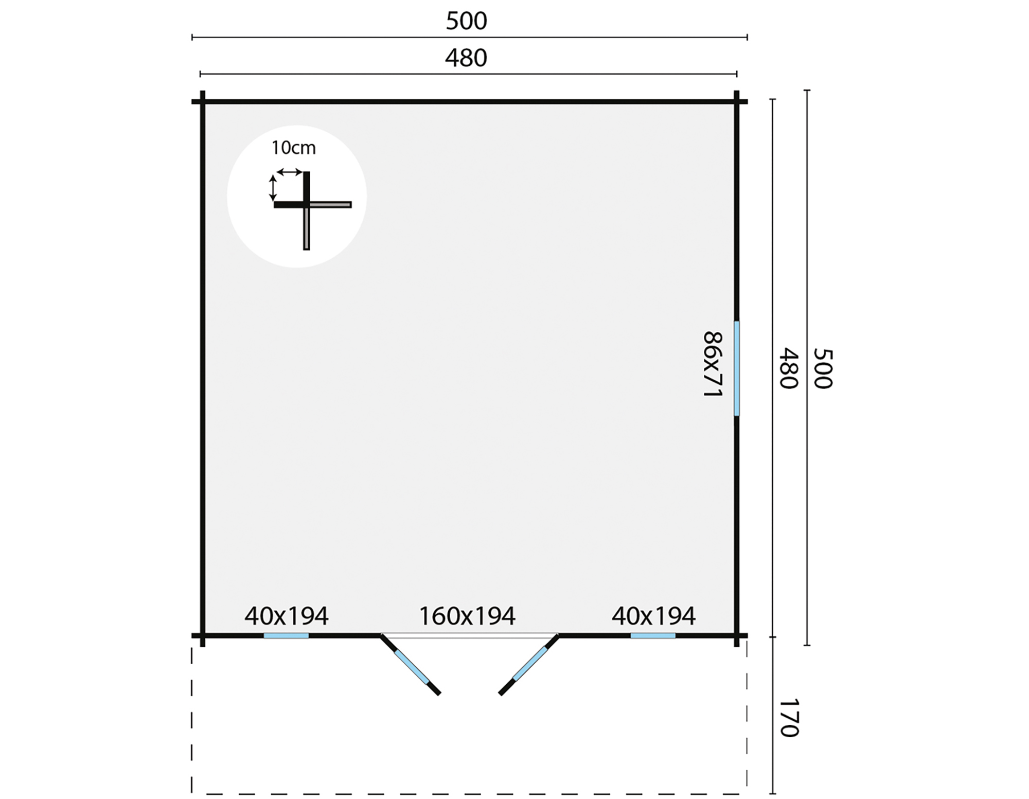 Blokhut - Tuinhuis Emiel | 44 mm | vuren honinggeel geïmpregneerd