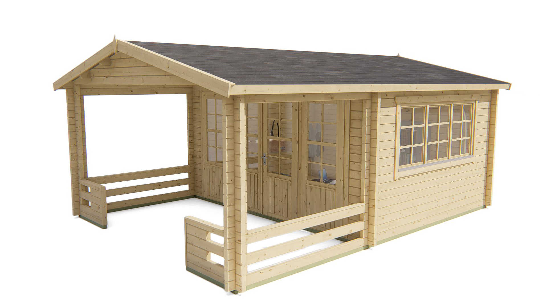 Blokhut - Tuinhuis Bolton | 58 mm | vuren honinggeel geïmpregneerd