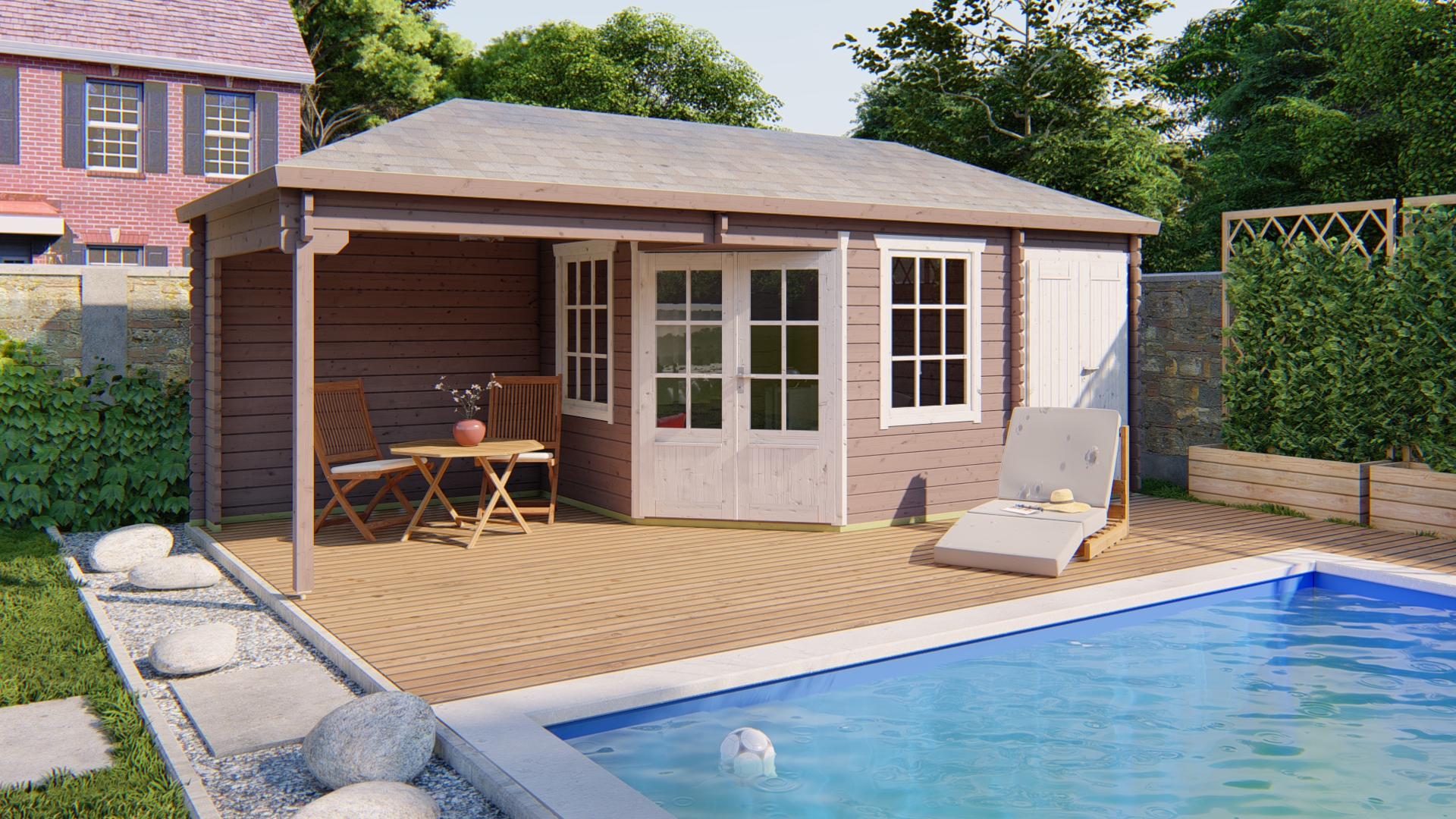 Blokhut - Tuinhuis Olson | 44 mm | vuren Red Class Wood geïmpregneerd