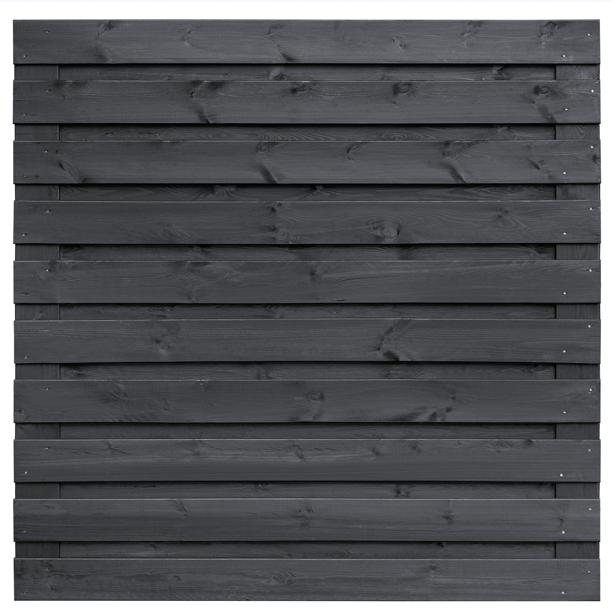 Sichtschutzzaun Kassel, schwarz gespritzt Fichte, edelstahlverschraubt, 21 Bretter (19+2) 180 x 180 cm
