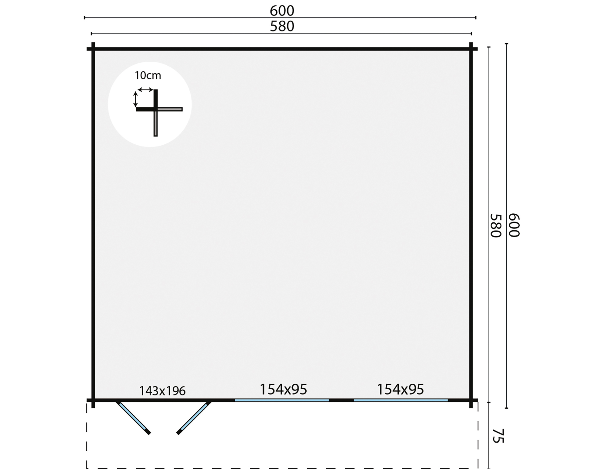 Blokhut - Tuinhuis Helle | 44 mm | vuren onbehandeld Blokhut - Tuinhuis Helle | 44 mm | vuren onbehandeld
