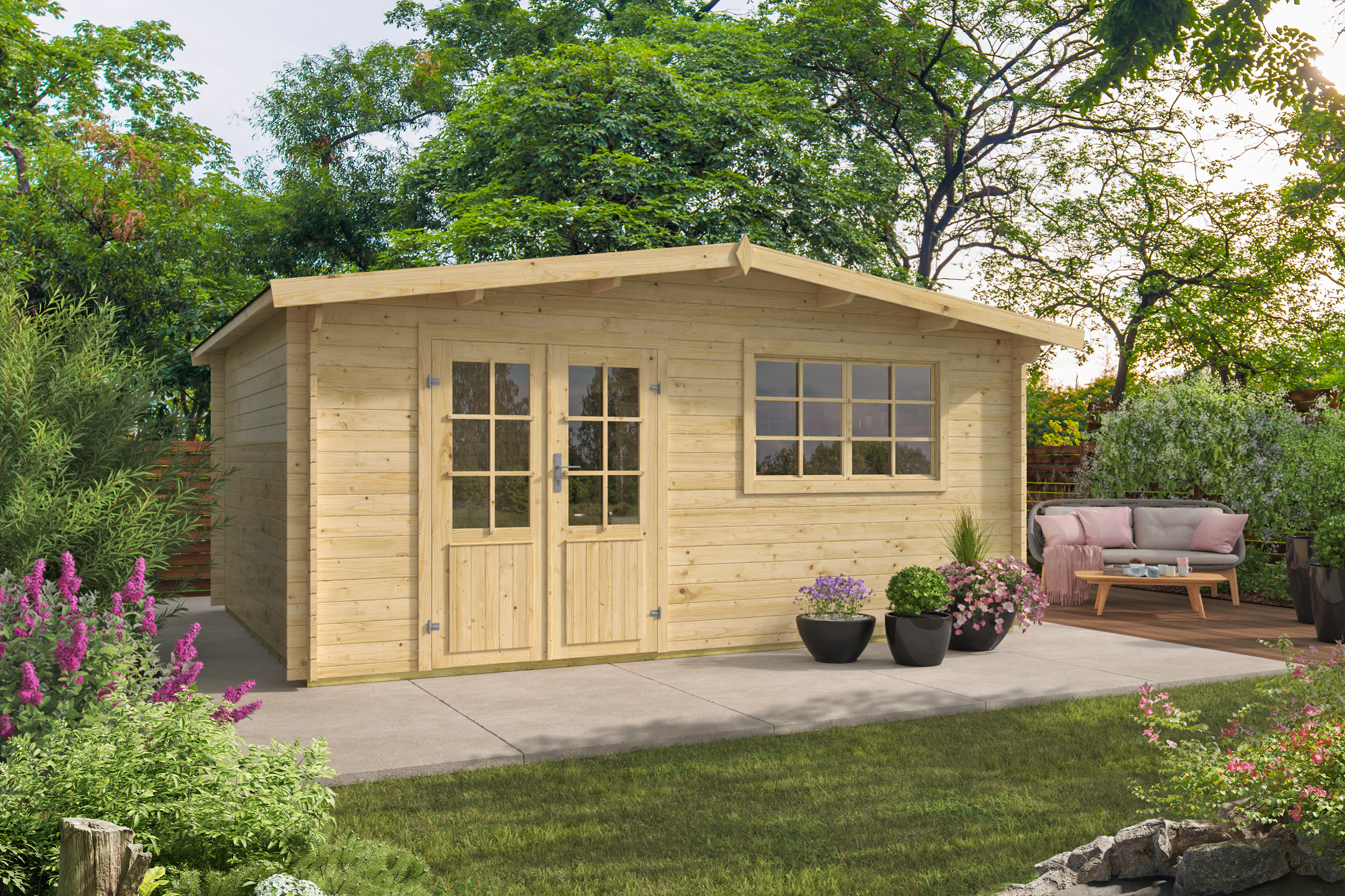 Blokhut - Tuinhuis Toledo | 34 mm | vuren Red Class Wood geïmpregneerd