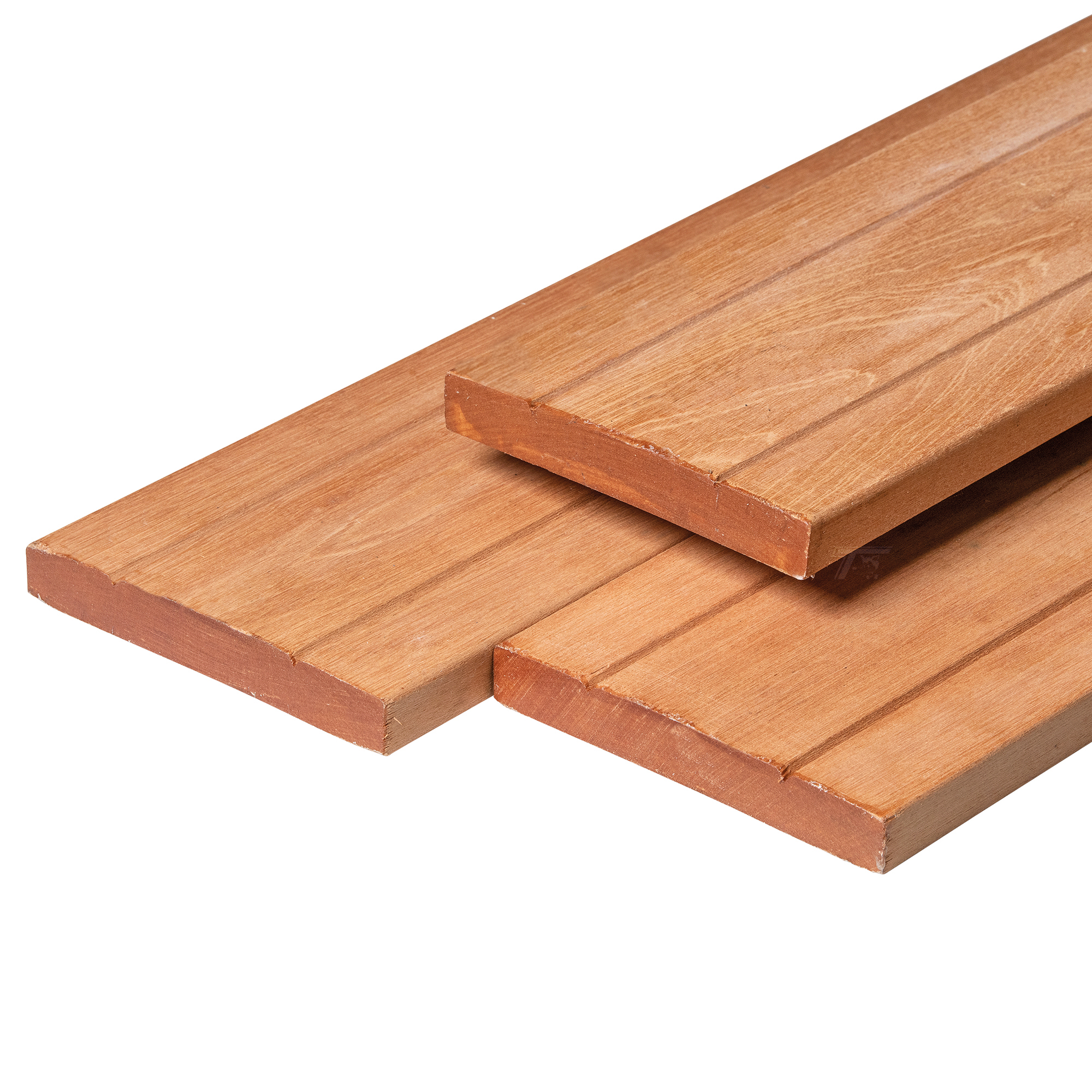 Bangkirai hardhout vlonderplank 2,8 x 19,0 x 490 cm kunstmatig gedroogd, geschaafd, 1 zijde 2 V-groeven
